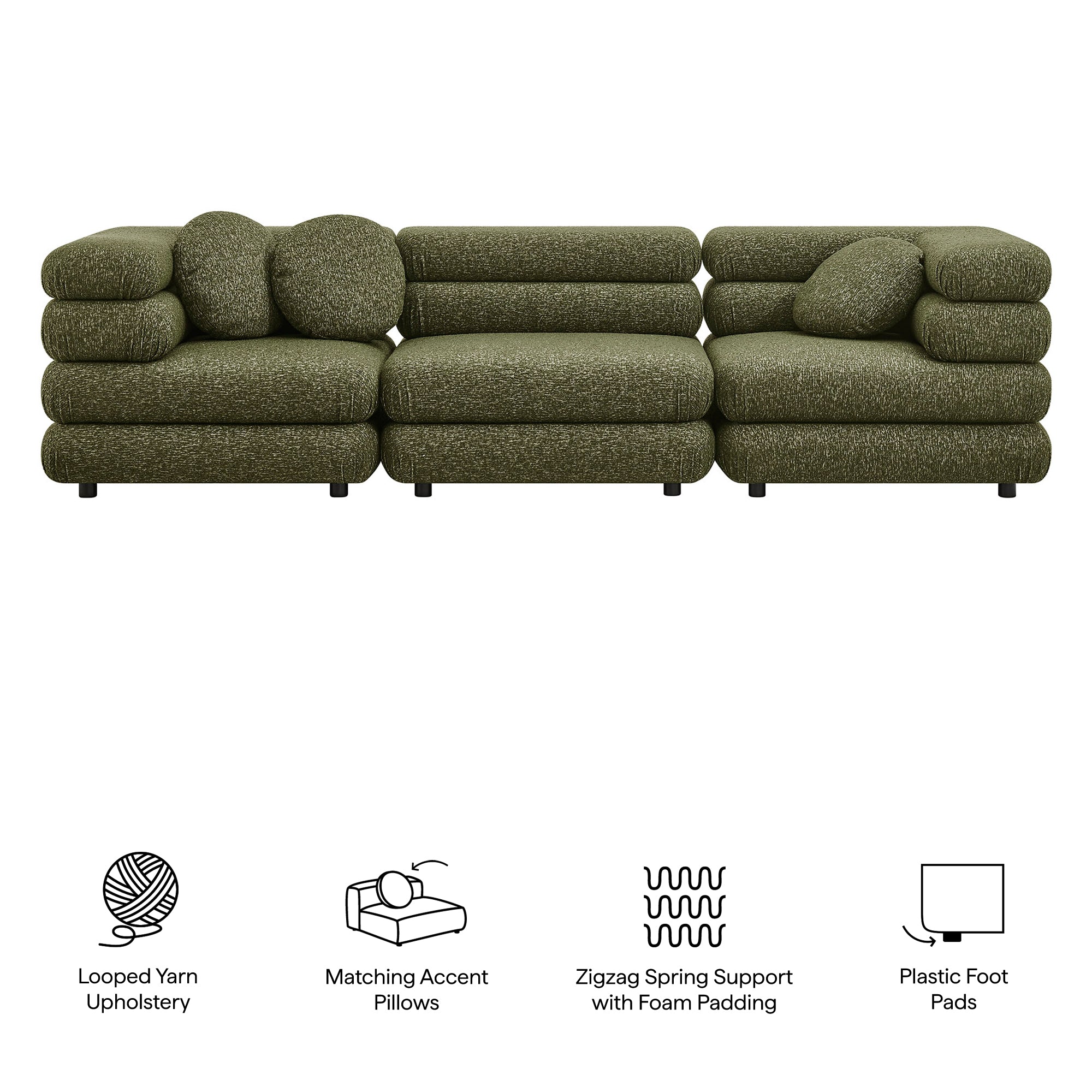 Modway Jubilee 3-Piece Upholstered 3-Piece Modular Sofa Set EEI-7712
