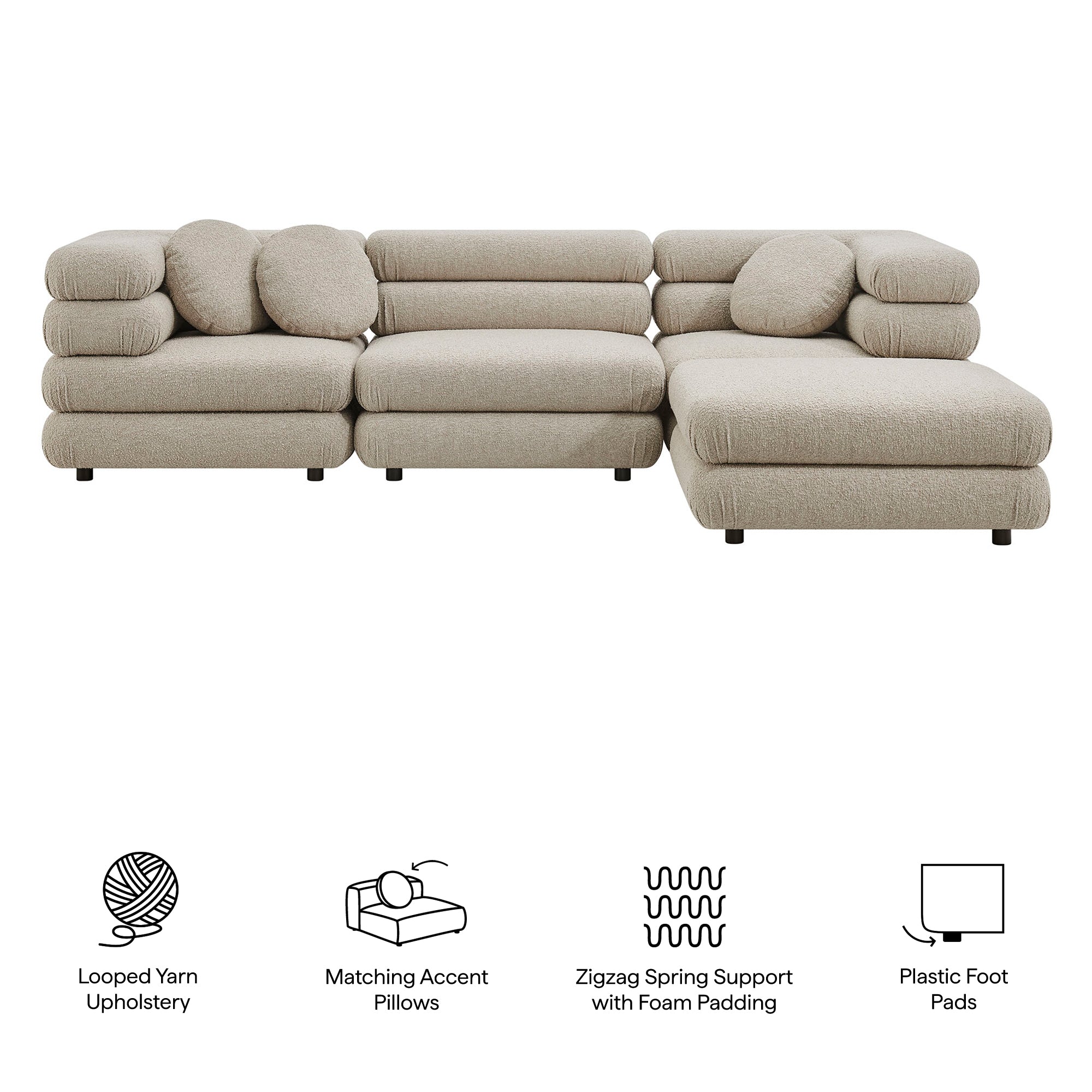 Modway Jubilee 4-Piece Upholstered Modular Sofa Set EEI-7713