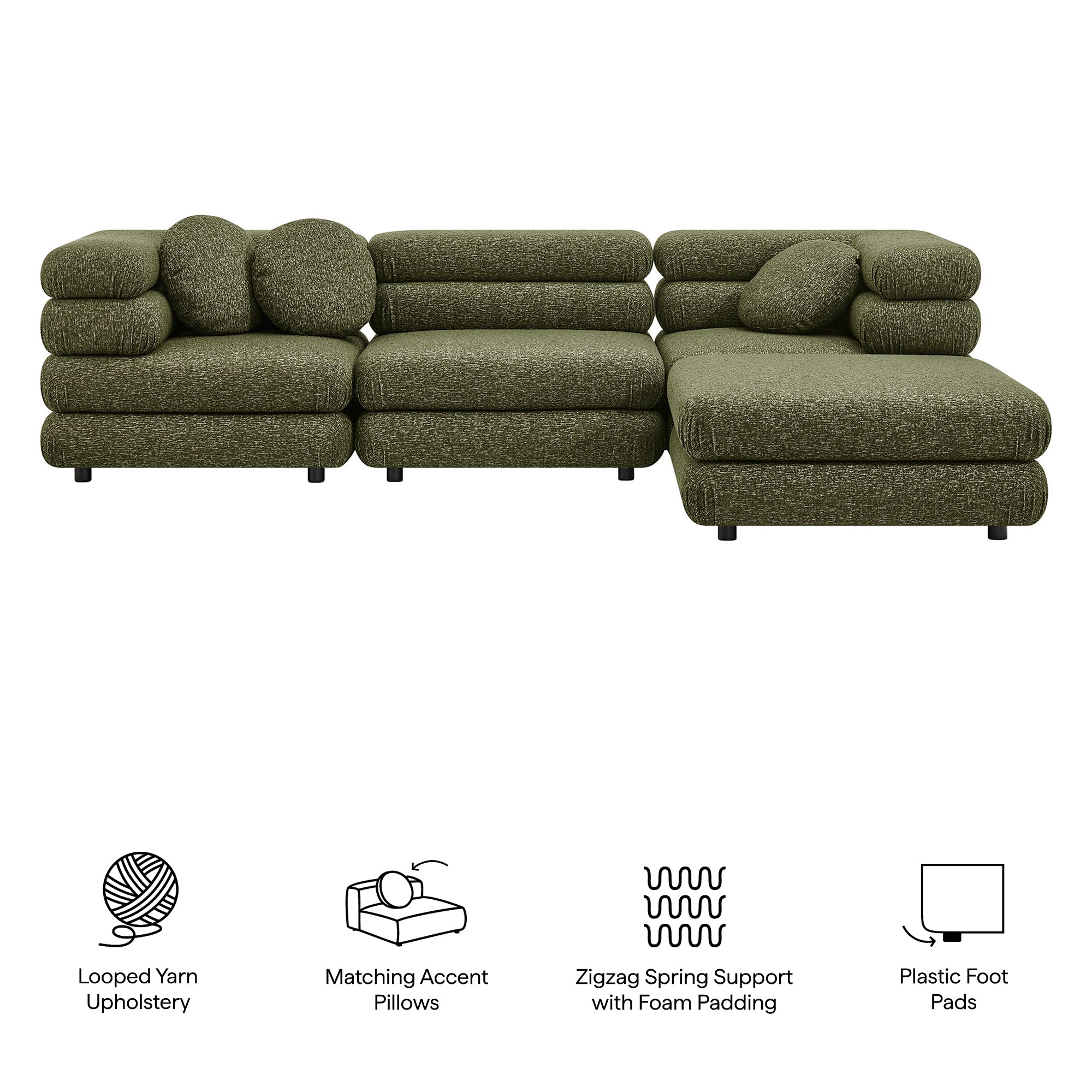 Modway Jubilee 4-Piece Upholstered Modular Sofa Set EEI-7713