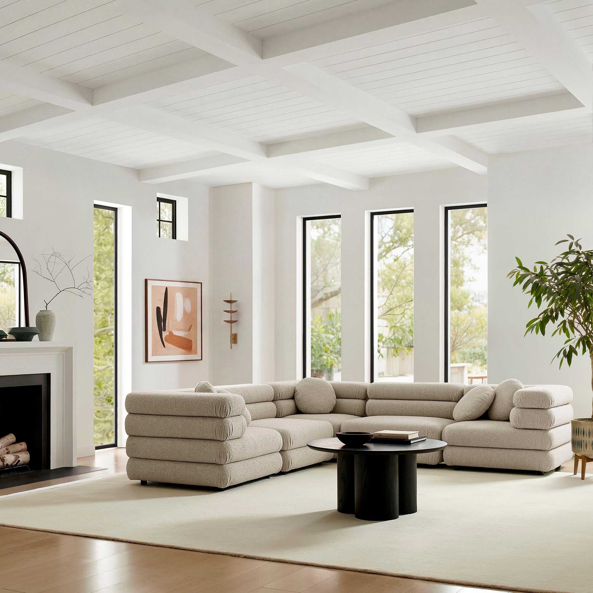 Modway Jubilee 5-Piece Upholstered Modular L-Shaped Sofa Set EEI-7714