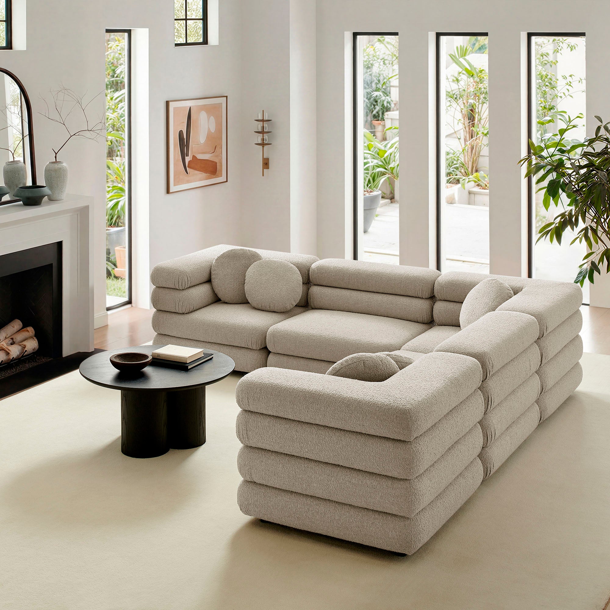 Modway Jubilee 5-Piece Upholstered Modular L-Shaped Sofa Set EEI-7714