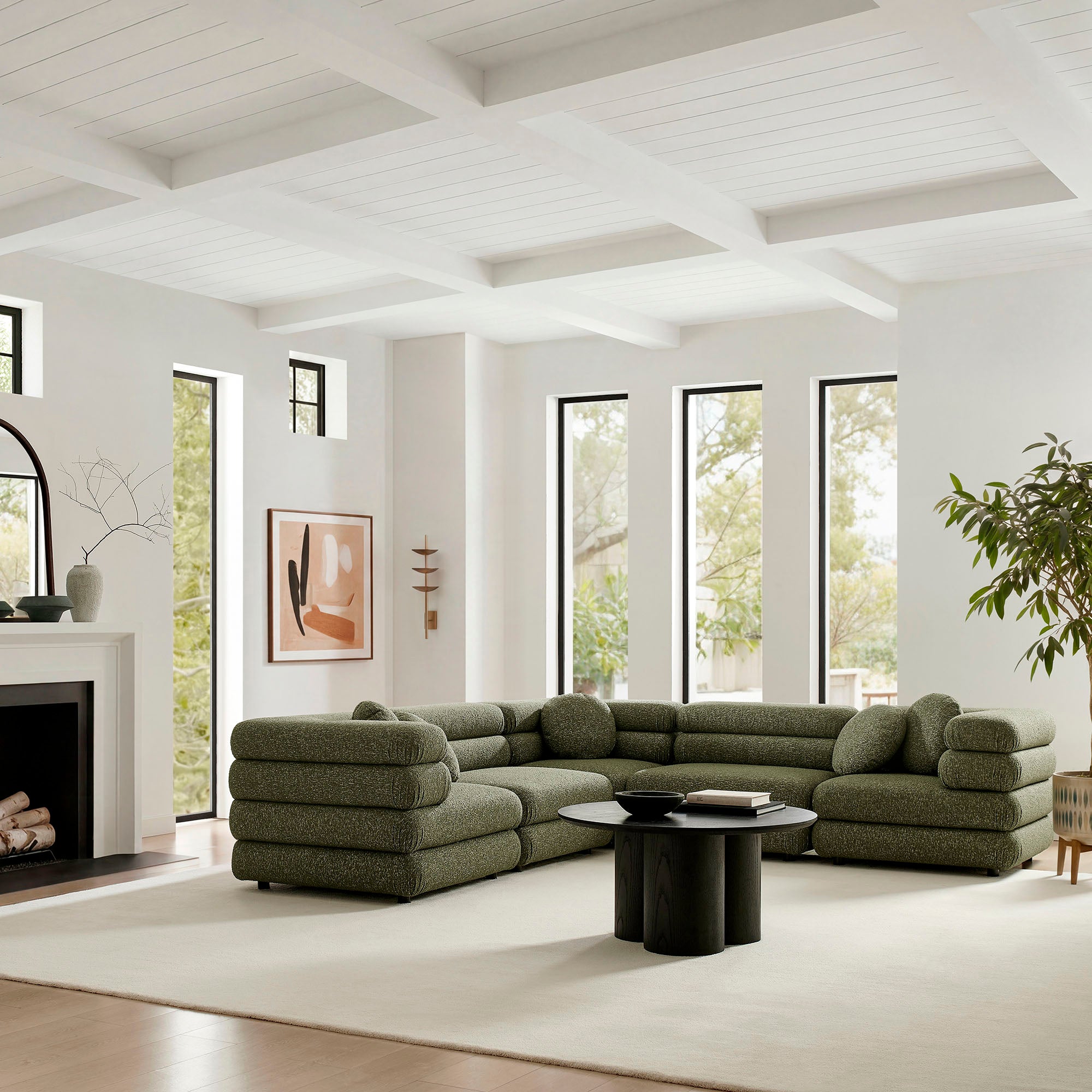 Modway Jubilee 5-Piece Upholstered Modular L-Shaped Sofa Set EEI-7714
