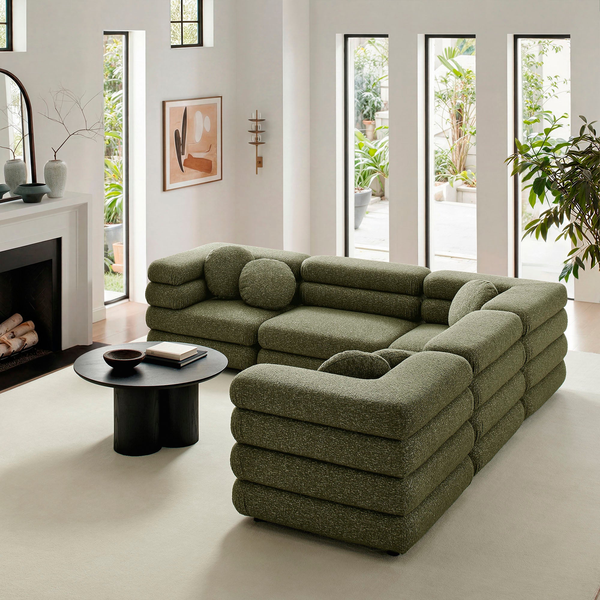Modway Jubilee 5-Piece Upholstered Modular L-Shaped Sofa Set EEI-7714