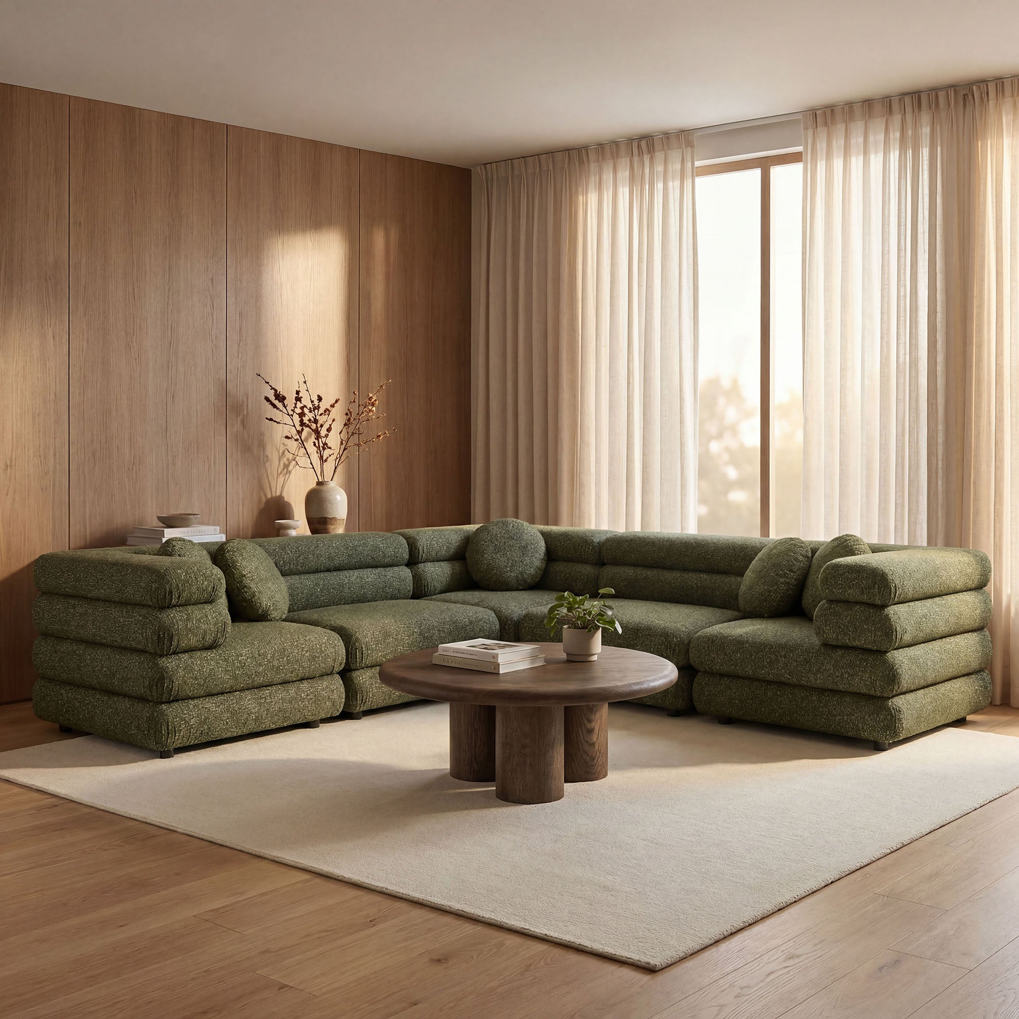 Modway Jubilee 5-Piece Upholstered Modular L-Shaped Sofa Set EEI-7714