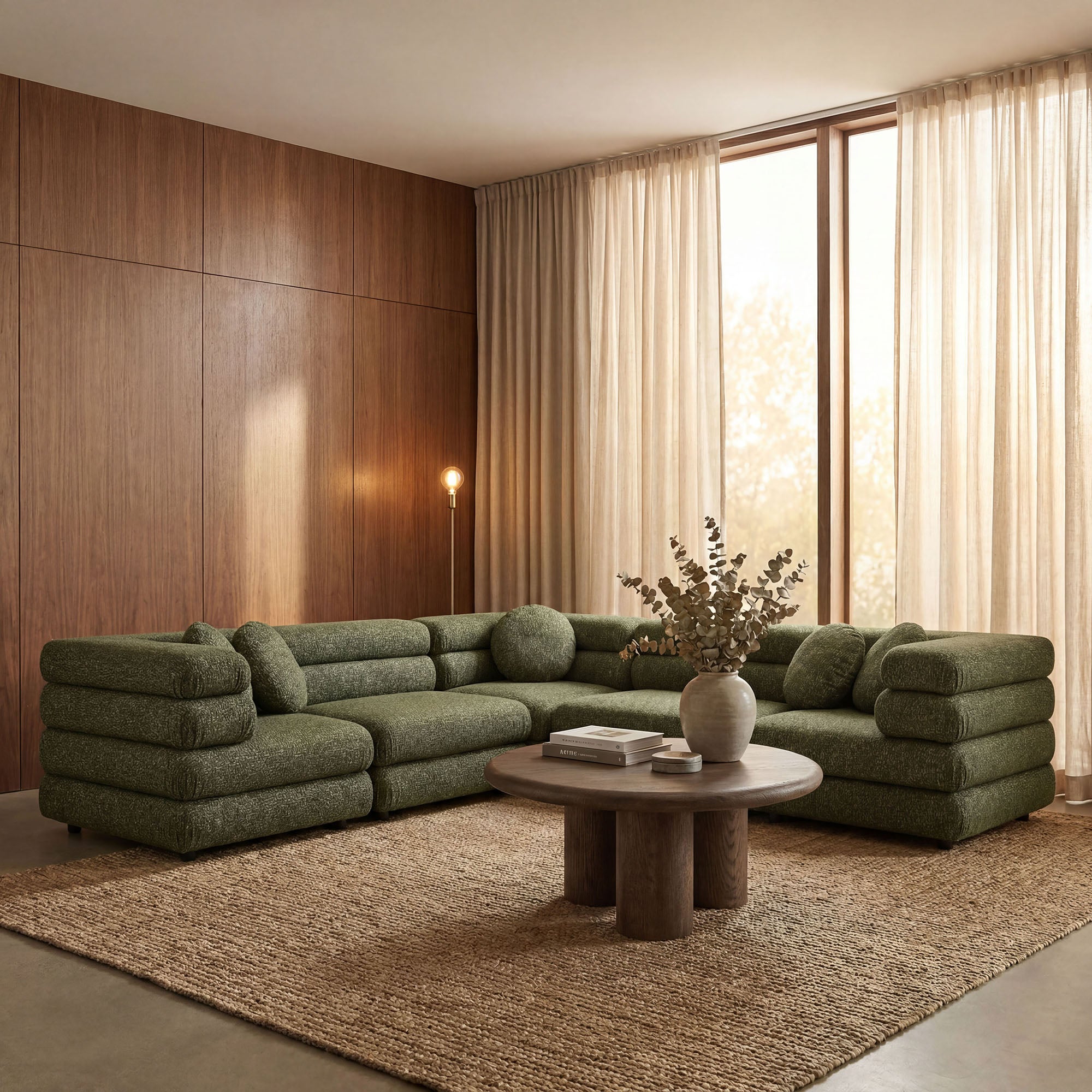Modway Jubilee 5-Piece Upholstered Modular L-Shaped Sofa Set EEI-7714