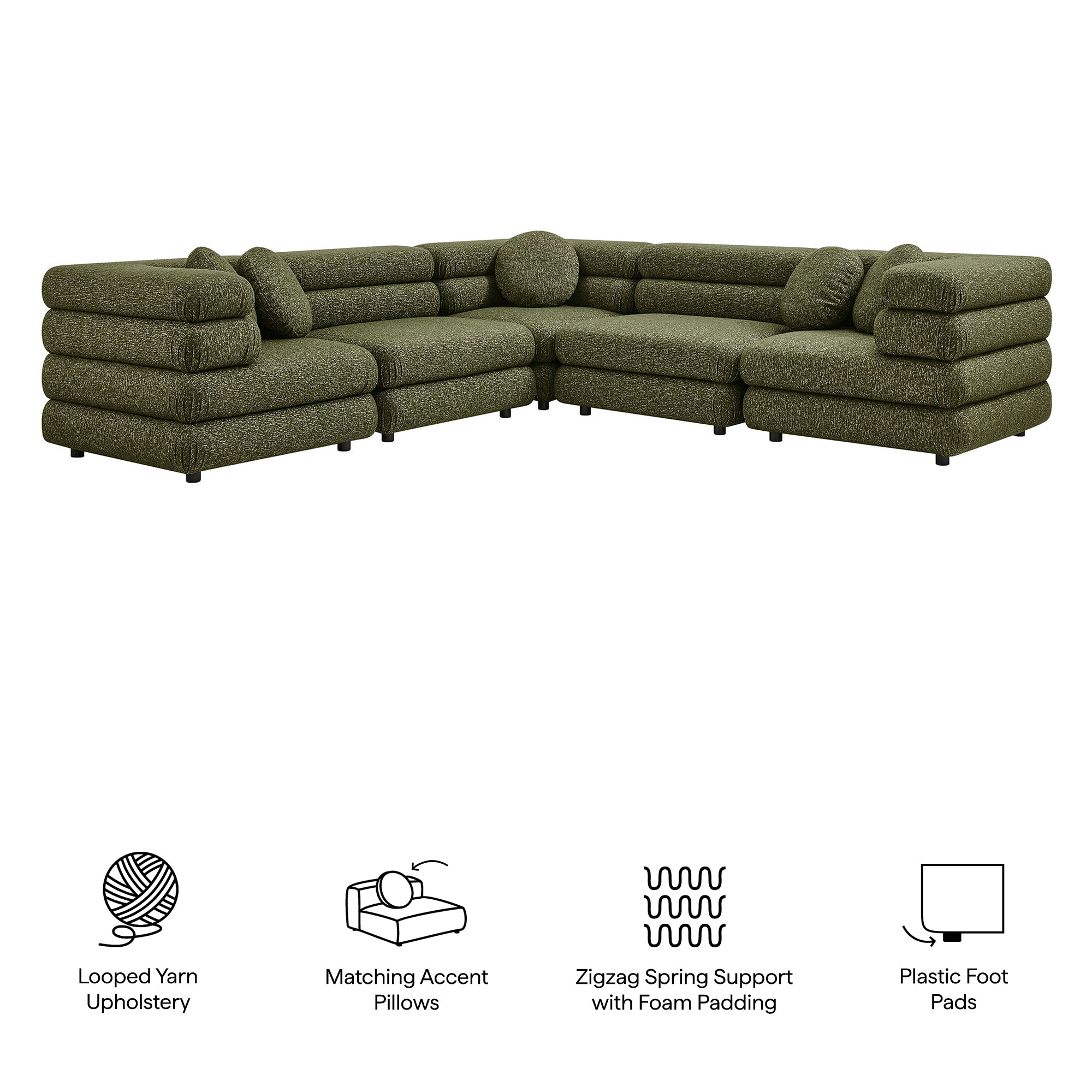 Modway Jubilee 5-Piece Upholstered Modular L-Shaped Sofa Set EEI-7714