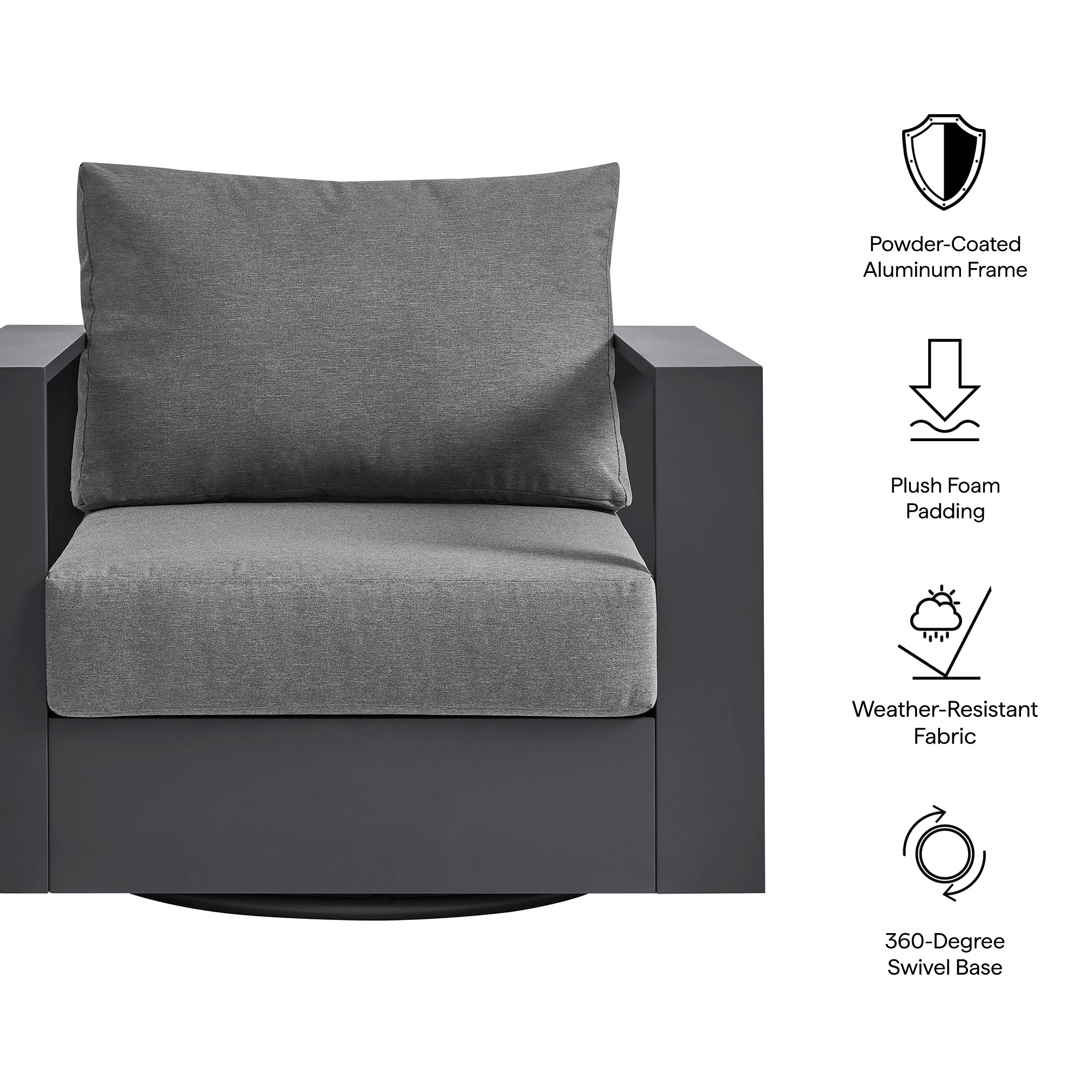 Modway EEI-7728 Tahoe Outdoor Patio Powder-Coated Aluminum Swivel Armchair