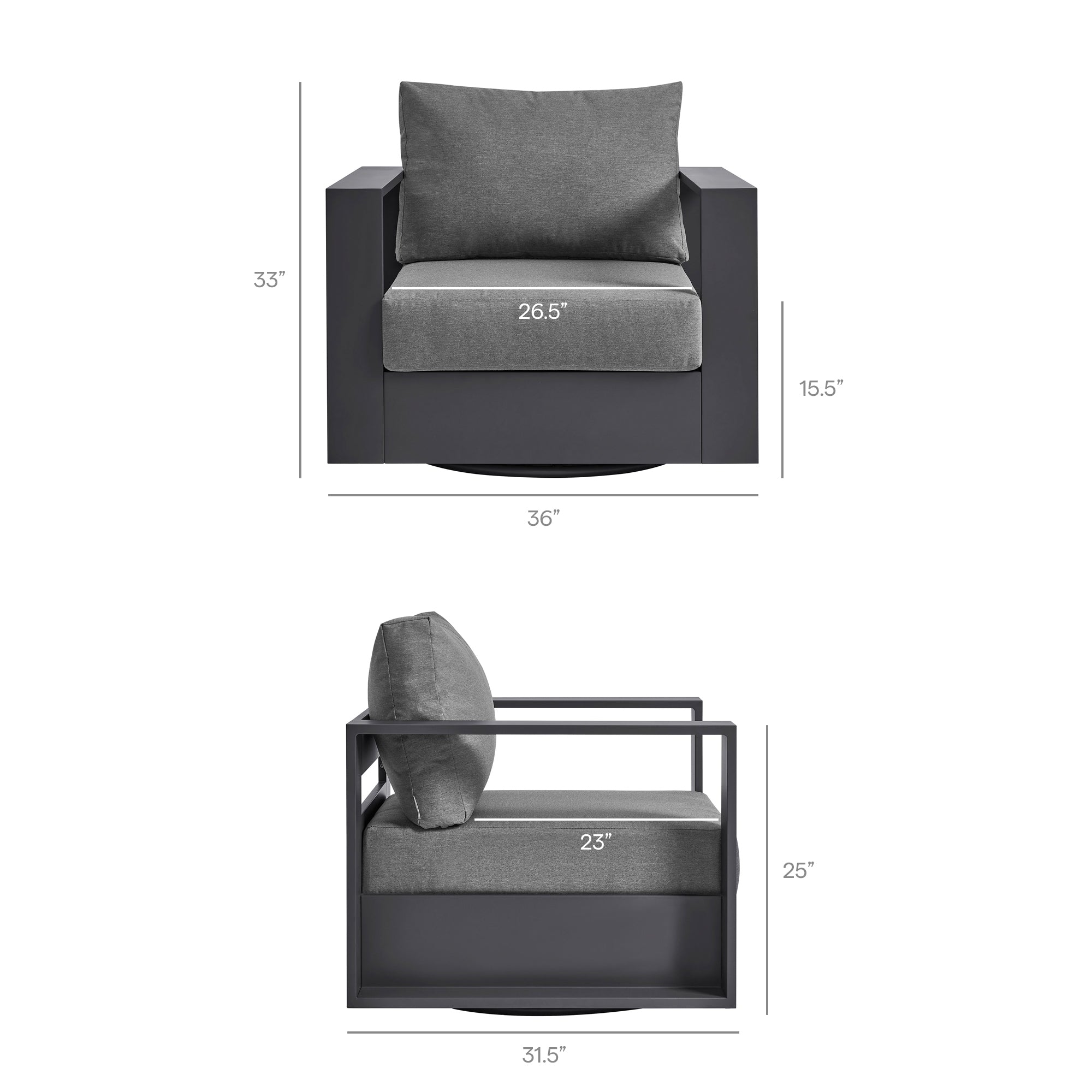 Modway EEI-7728 Tahoe Outdoor Patio Powder-Coated Aluminum Swivel Armchair