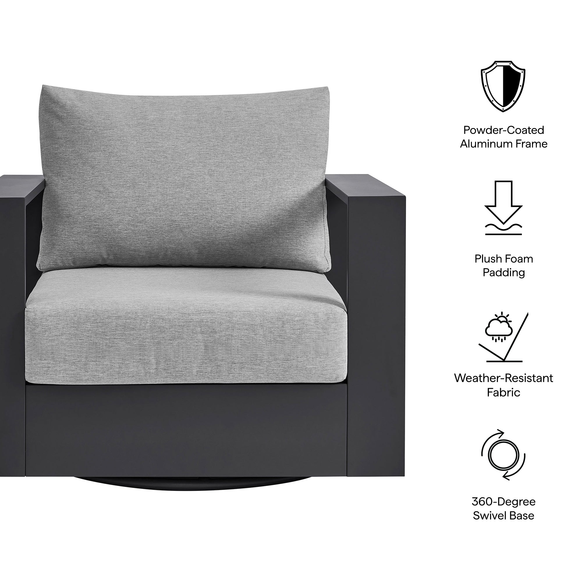 Modway EEI-7728 Tahoe Outdoor Patio Powder-Coated Aluminum Swivel Armchair