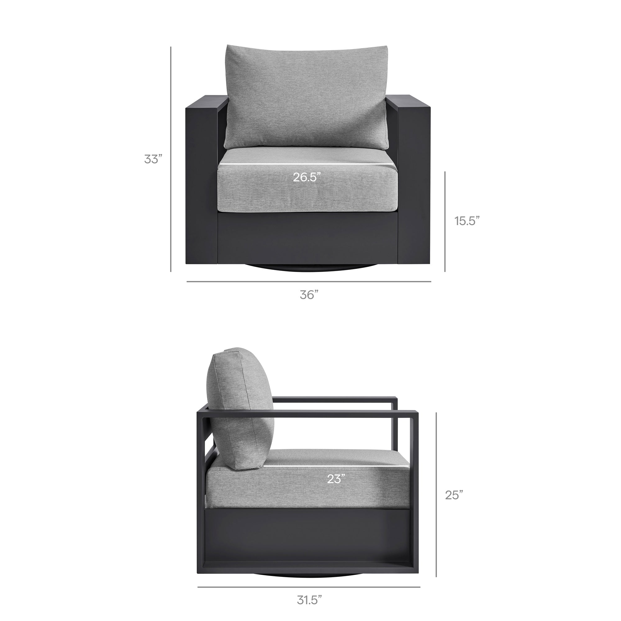 Modway EEI-7728 Tahoe Outdoor Patio Powder-Coated Aluminum Swivel Armchair