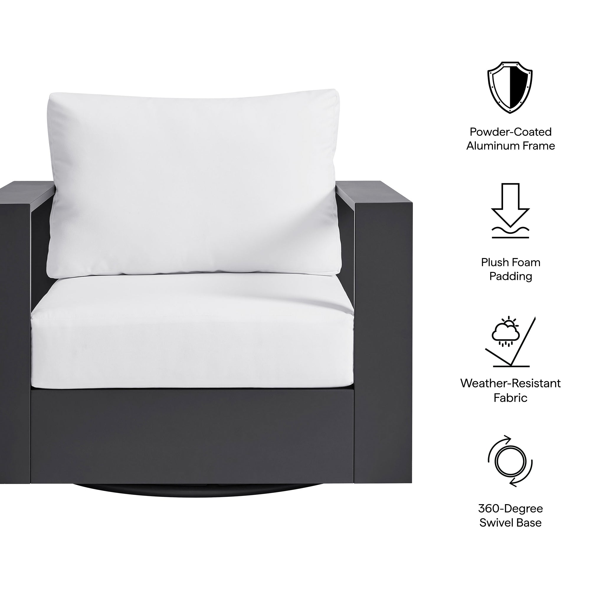 Modway EEI-7728 Tahoe Outdoor Patio Powder-Coated Aluminum Swivel Armchair