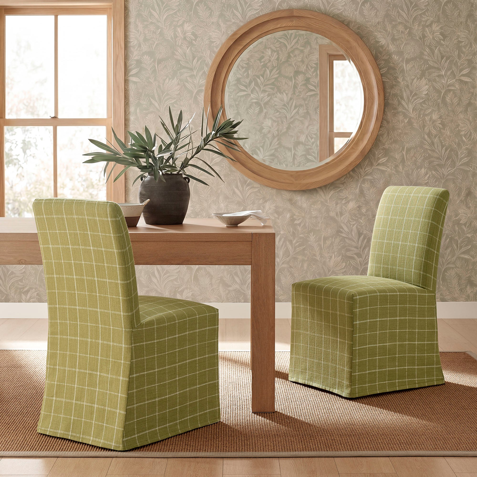 Modway Aster Linen Cotton Blend Slipcovered Dining Chairs Set of 2 EEI-7761