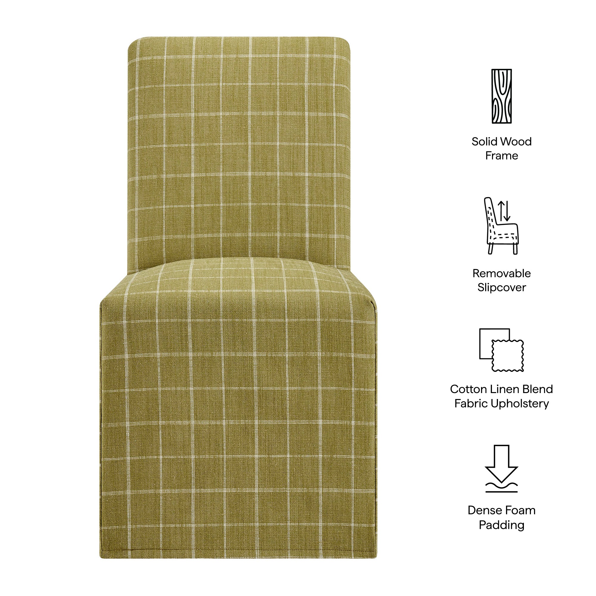 Modway Aster Linen Cotton Blend Slipcovered Dining Chairs Set of 2 EEI-7761