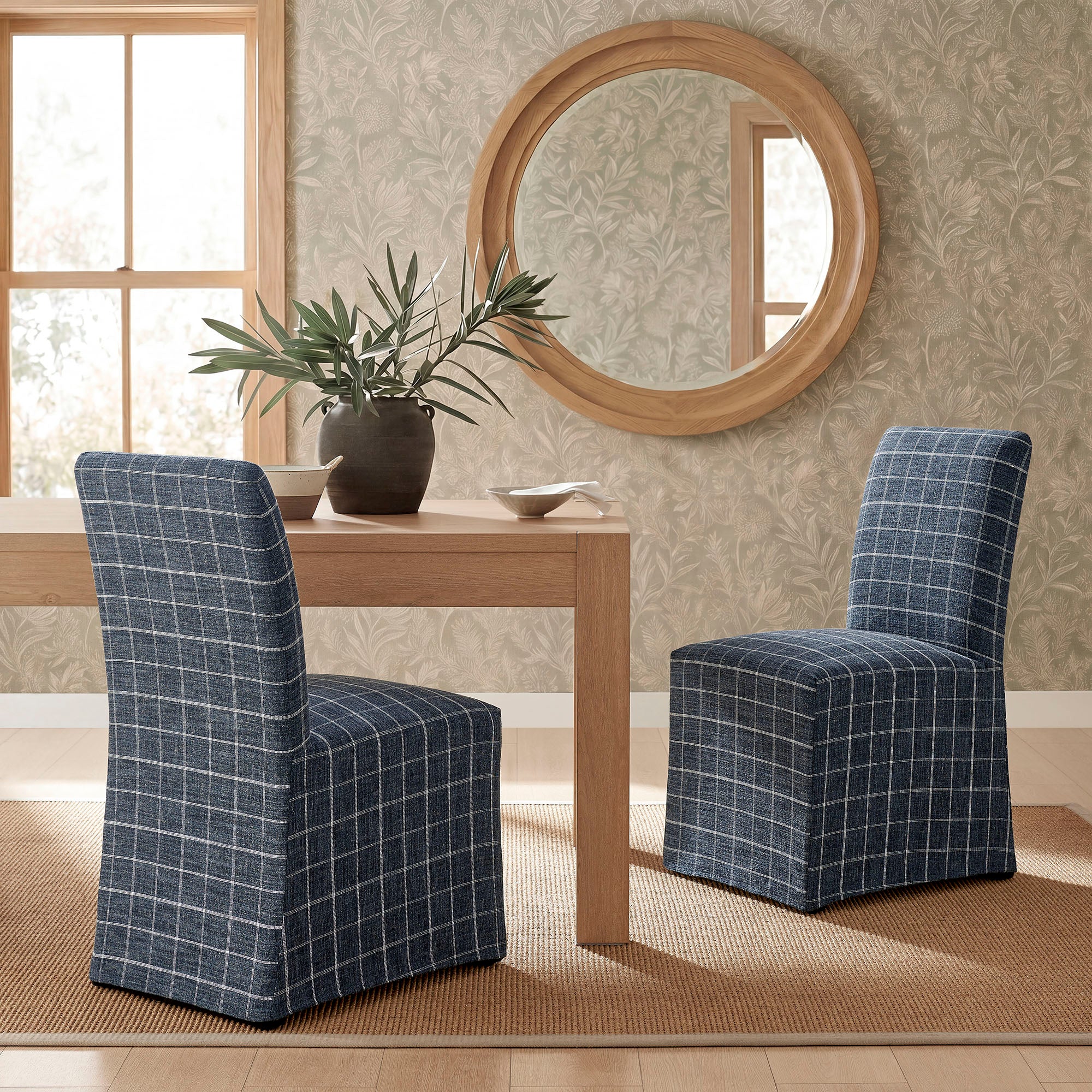 Modway Aster Linen Cotton Blend Slipcovered Dining Chairs Set of 2 EEI-7761