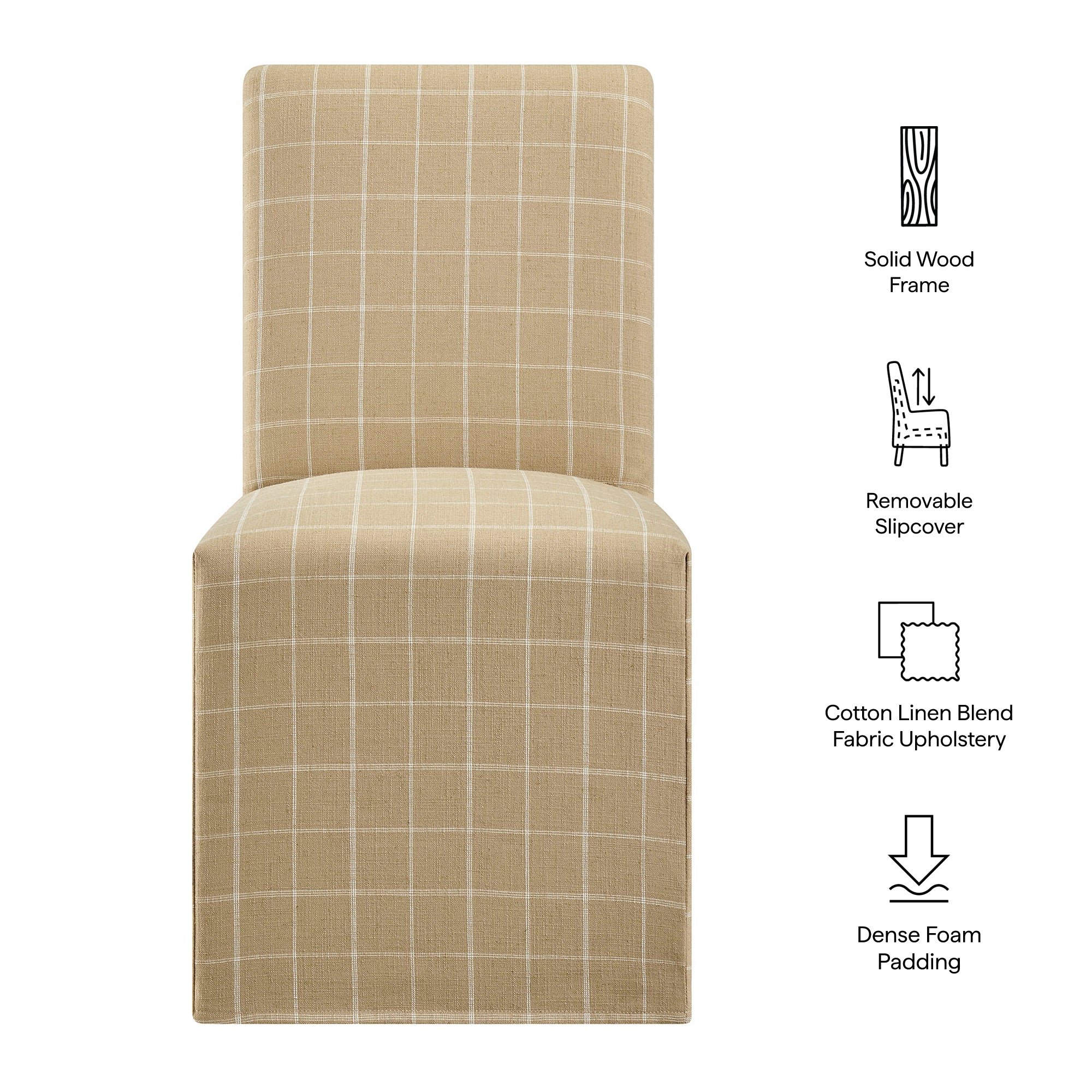 Modway Aster Linen Cotton Blend Slipcovered Dining Chairs Set of 2 EEI-7761