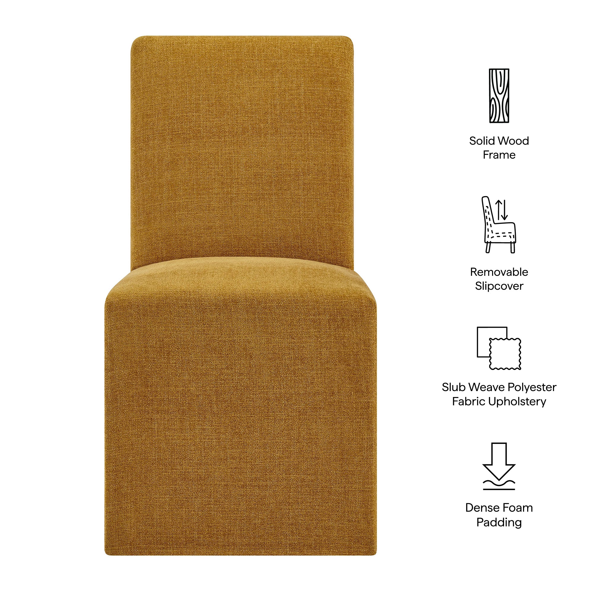 Modway Aster Slub Weave Fabric Slipcovered Dining Chairs Set of 2 EEI-7762