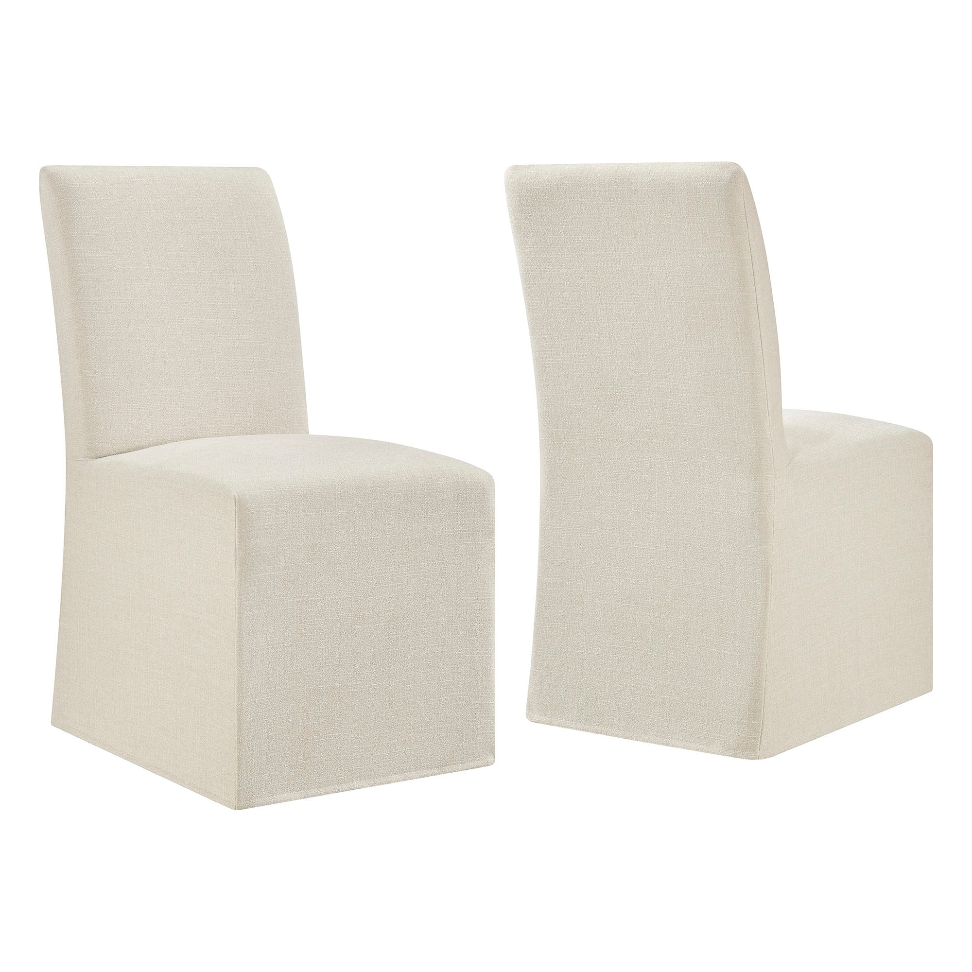 Modway Aster Slub Weave Fabric Slipcovered Dining Chairs Set of 2 EEI-7762