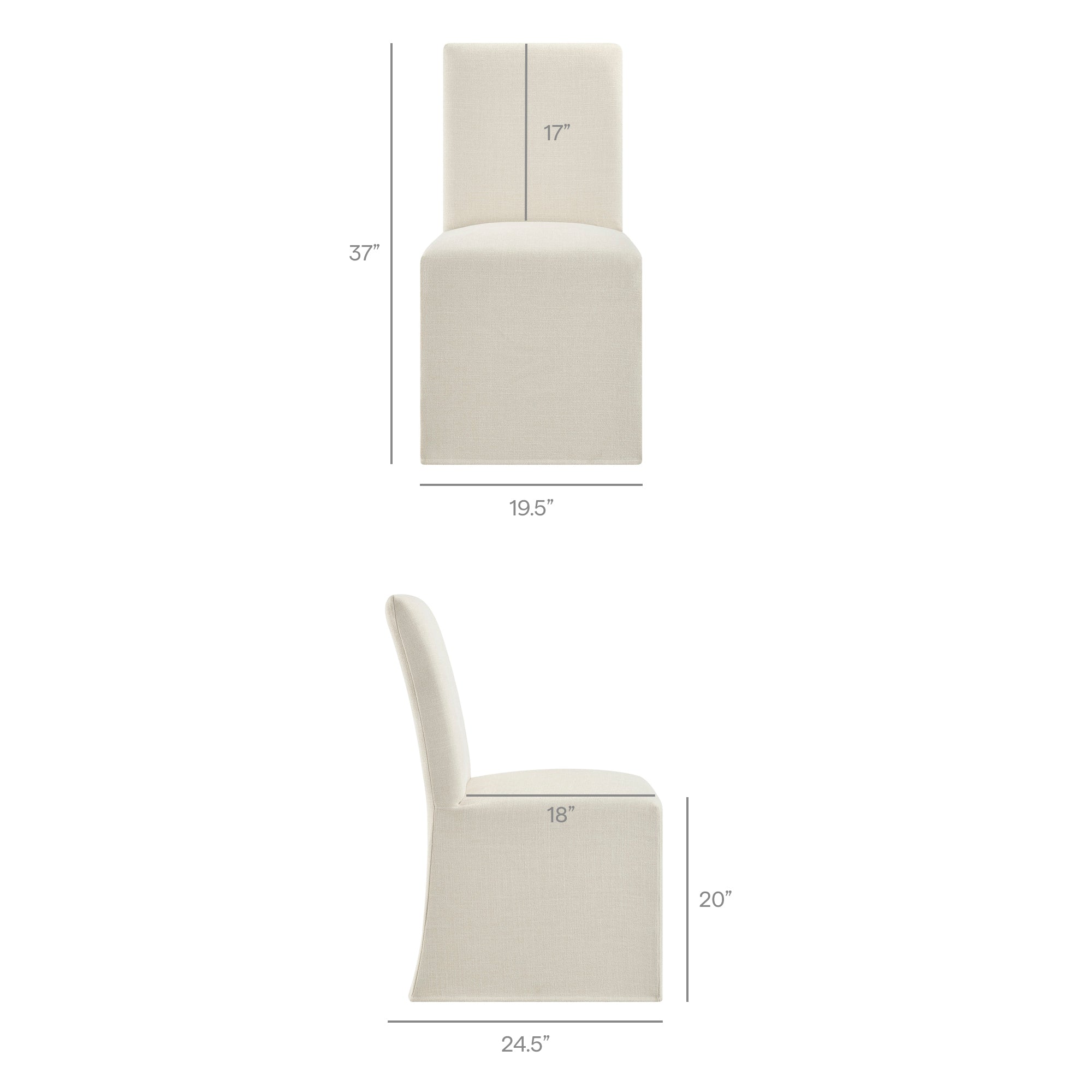 Modway Aster Slub Weave Fabric Slipcovered Dining Chairs Set of 2 EEI-7762