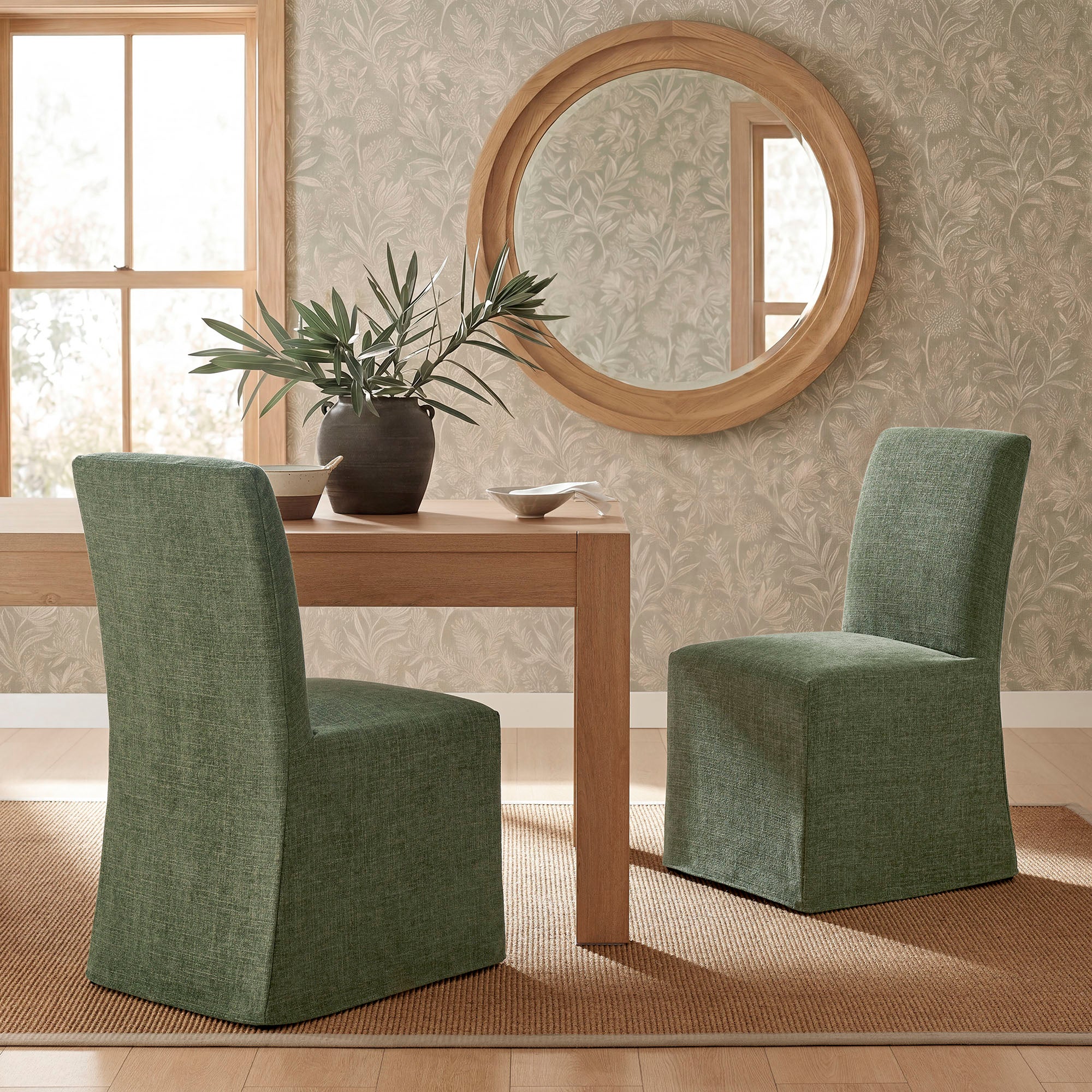 Modway Aster Slub Weave Fabric Slipcovered Dining Chairs Set of 2 EEI-7762
