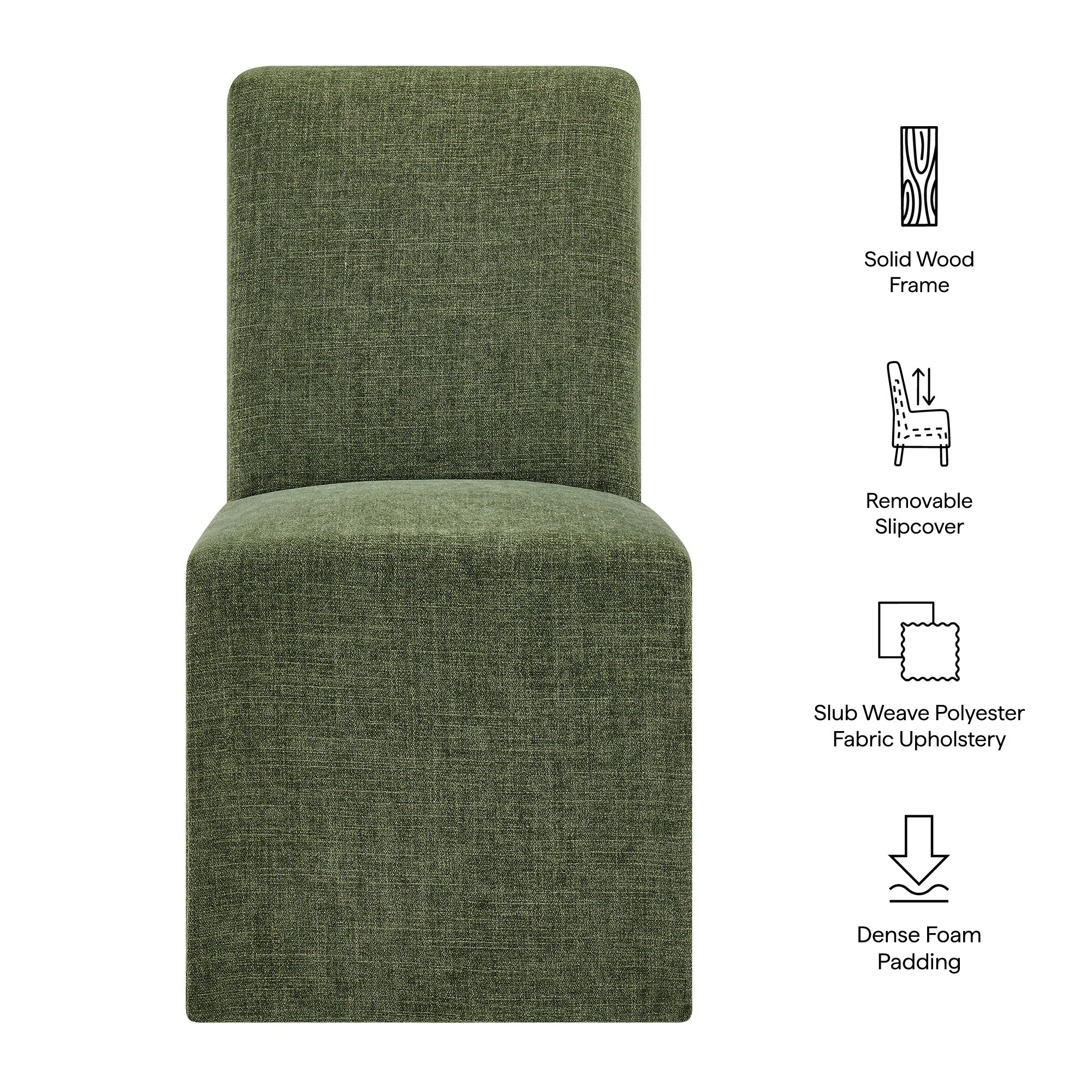 Modway Aster Slub Weave Fabric Slipcovered Dining Chairs Set of 2 EEI-7762