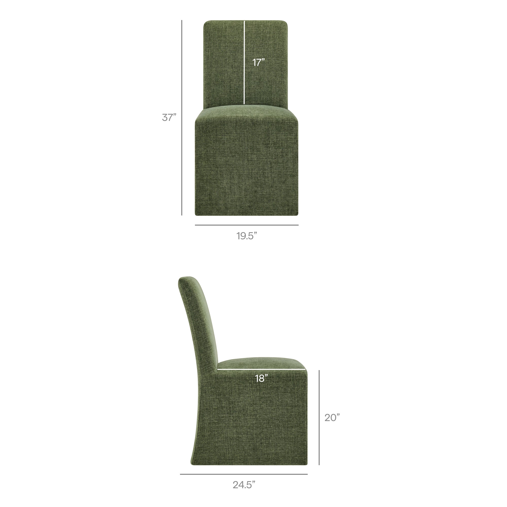 Modway Aster Slub Weave Fabric Slipcovered Dining Chairs Set of 2 EEI-7762