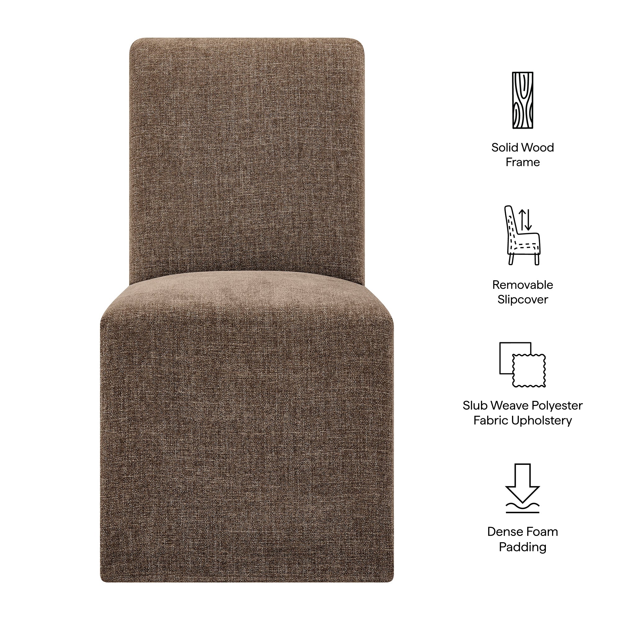 Modway Aster Slub Weave Fabric Slipcovered Dining Chairs Set of 2 EEI-7762