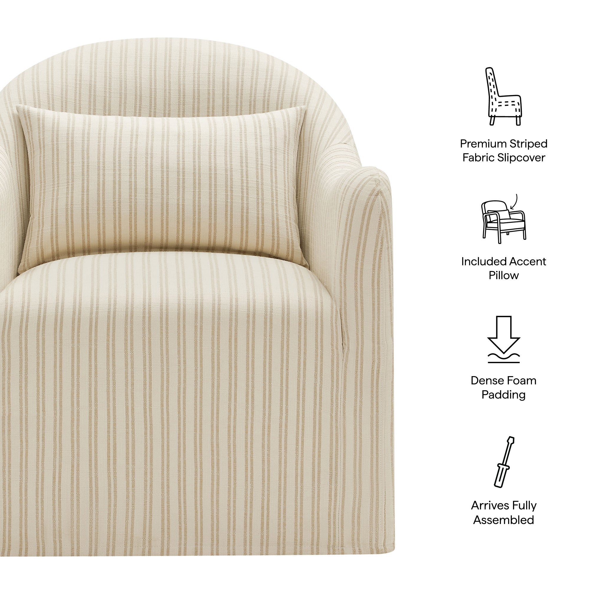 Modway Bardot Slipcovered Striped Accent Chair EEI-7776