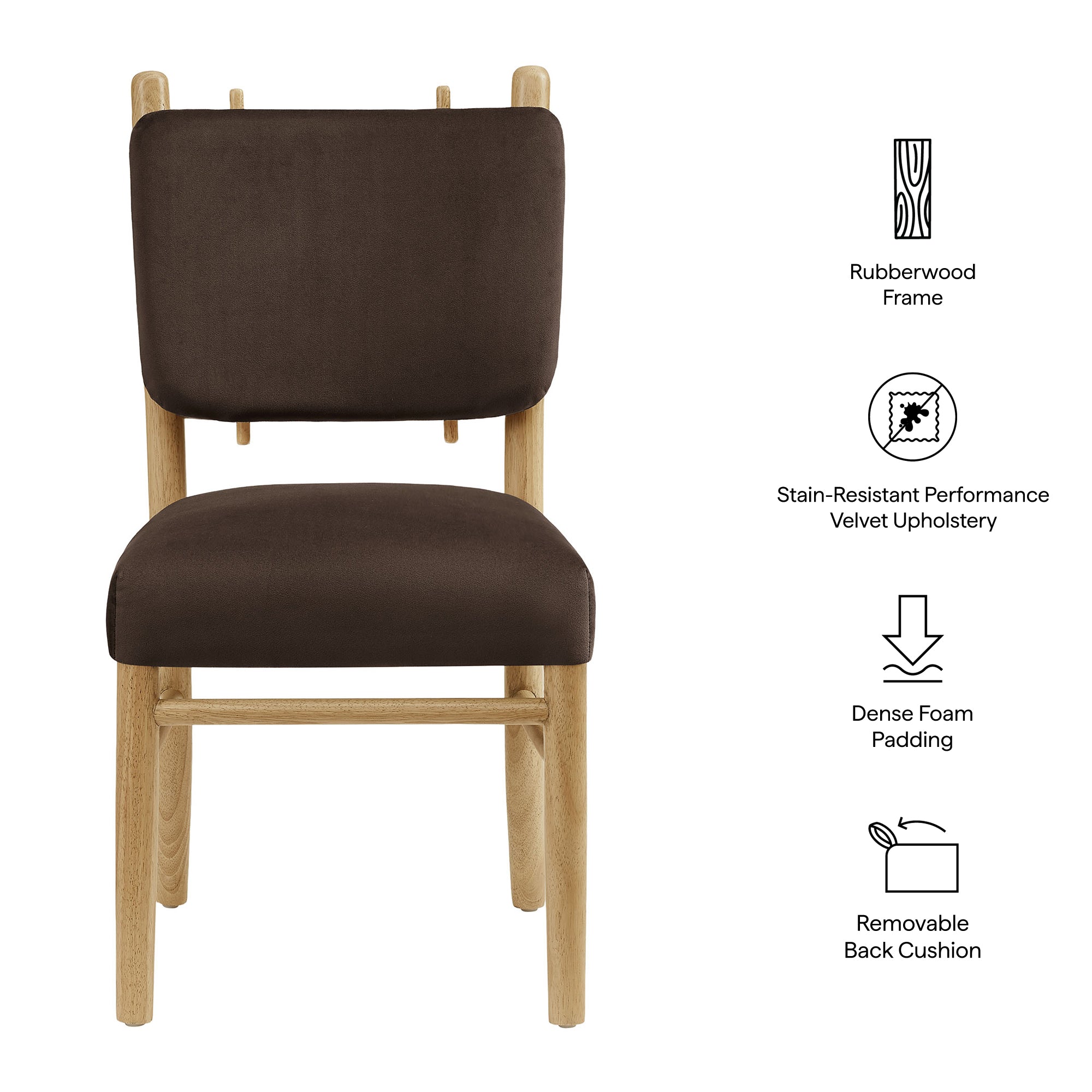 Modway Mauden Performance Velvet Dining Side Chairs Set of 2 EEI-7778