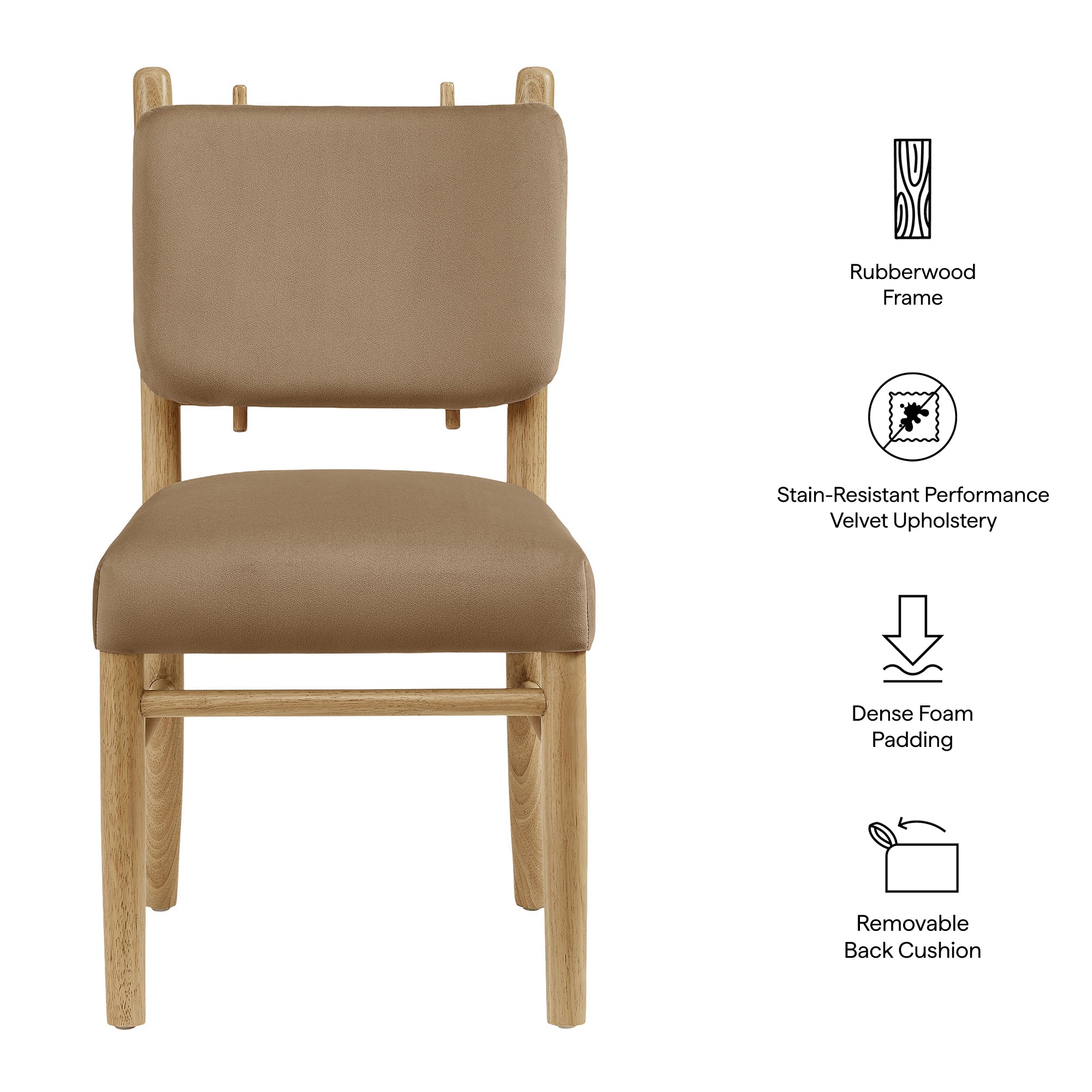 Modway Mauden Performance Velvet Dining Side Chairs Set of 2 EEI-7778