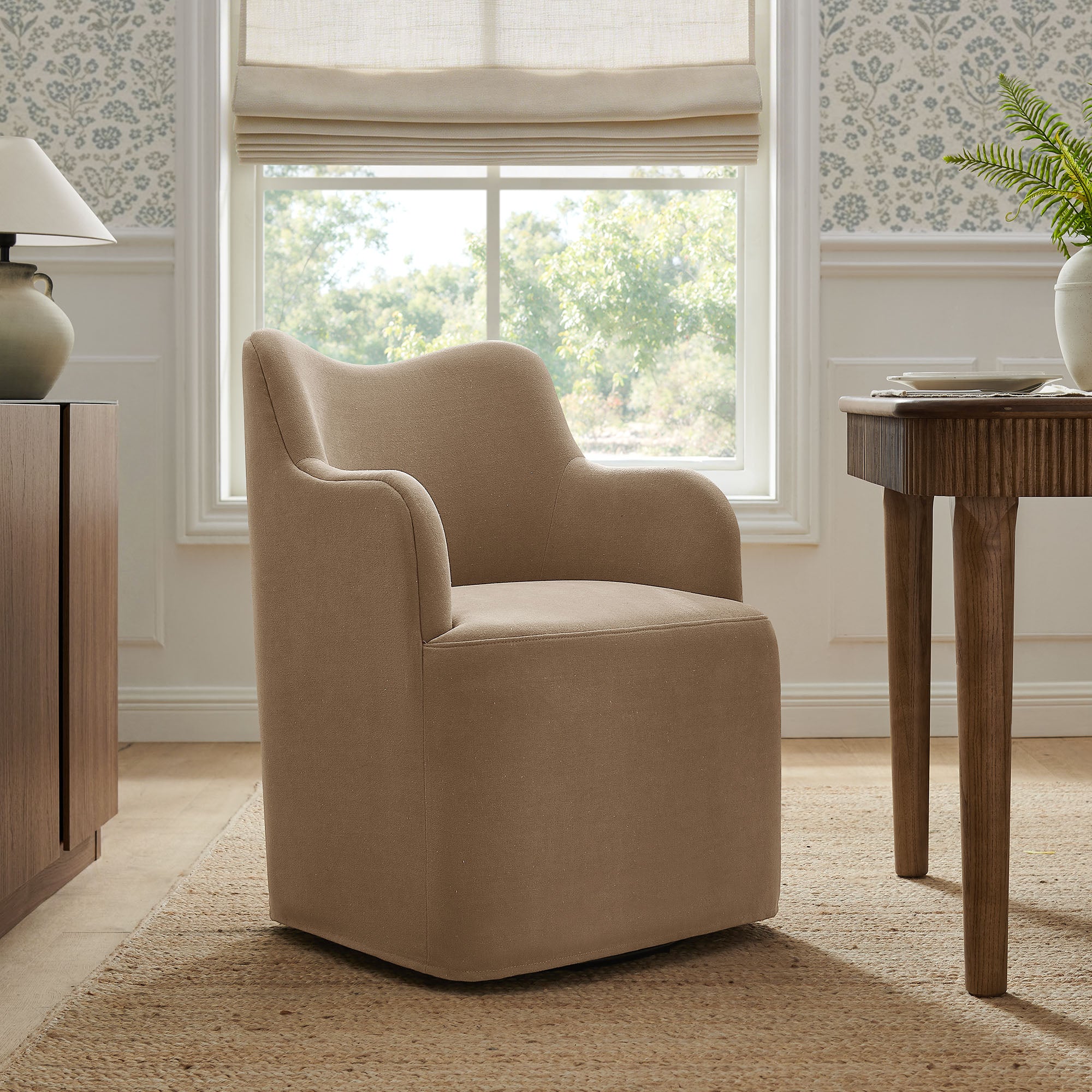 Modway Cordelle Linen Blend Swivel Dining Chair EEI-7779