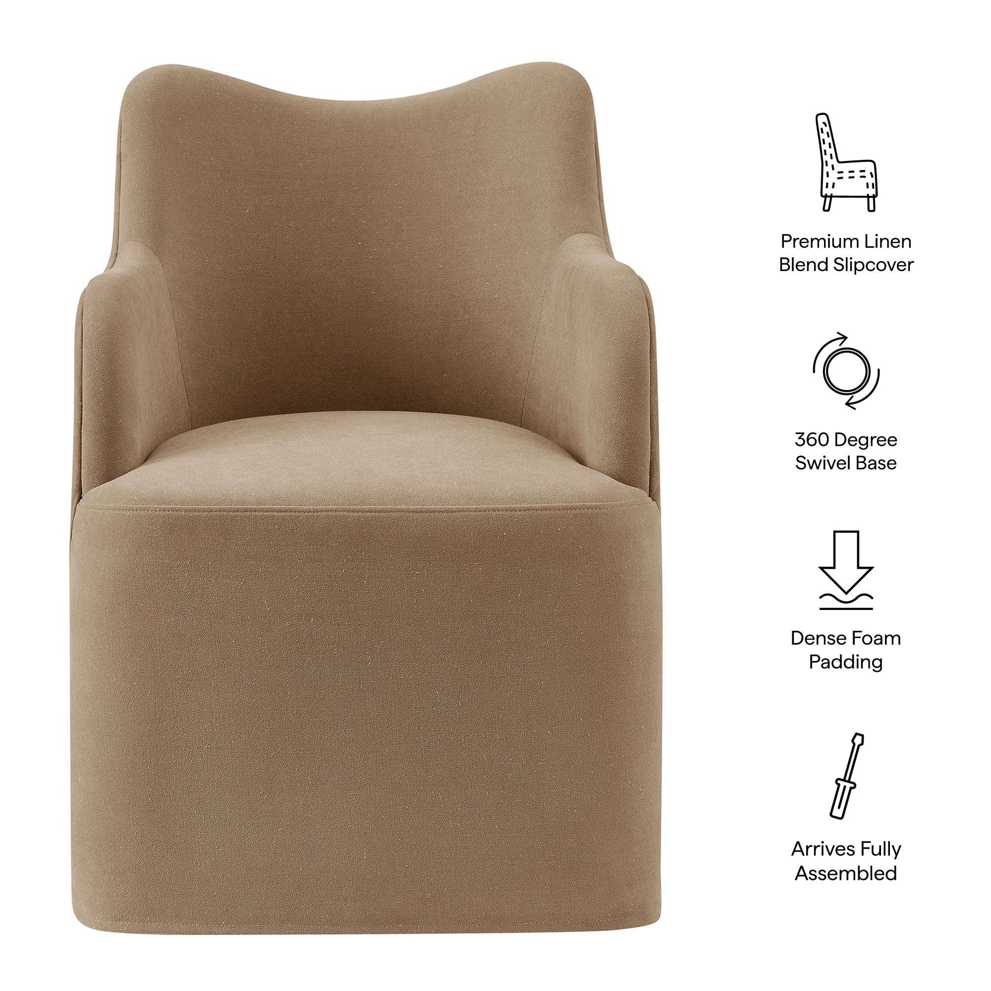 Modway Cordelle Linen Blend Swivel Dining Chair EEI-7779