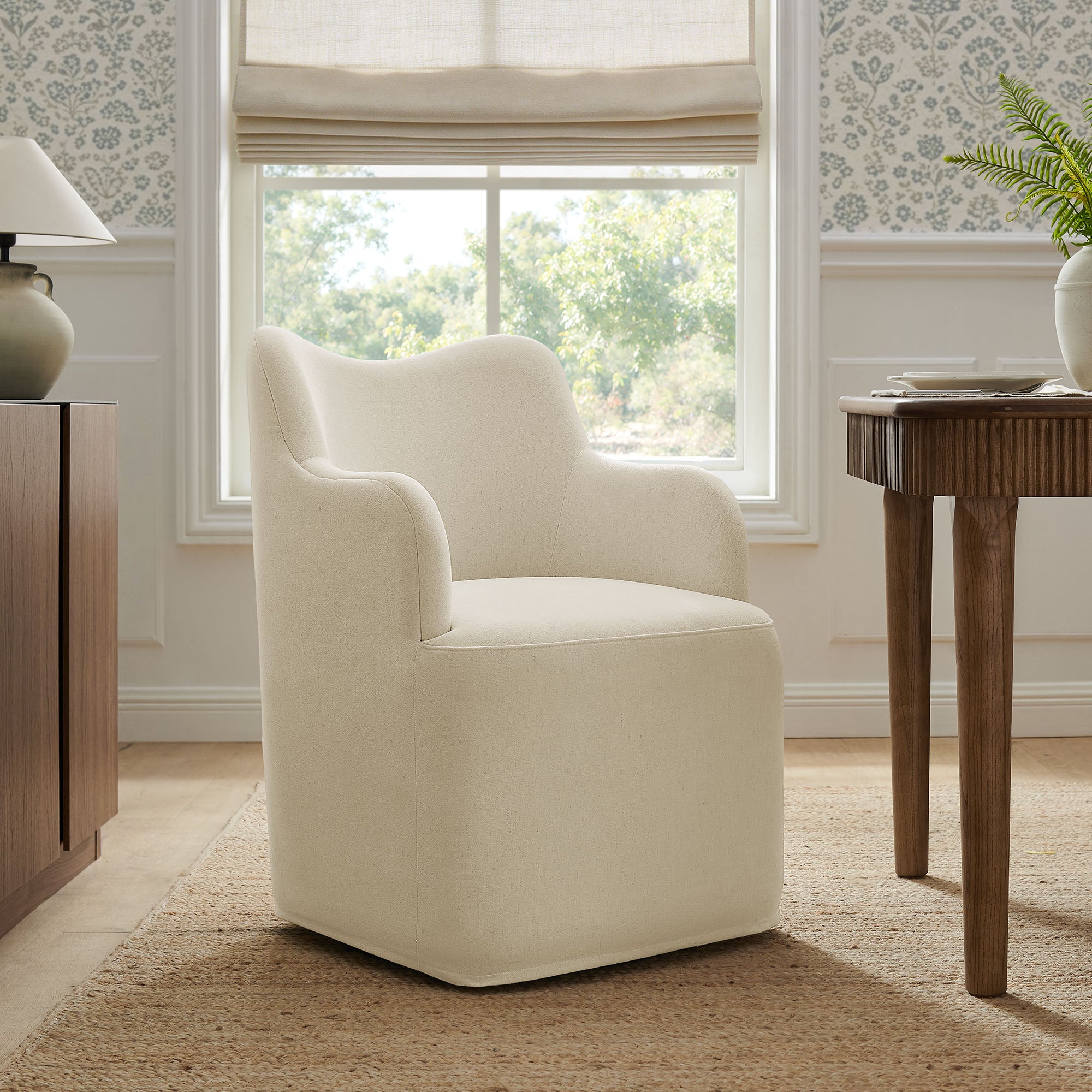 Modway Cordelle Linen Blend Swivel Dining Chair EEI-7779