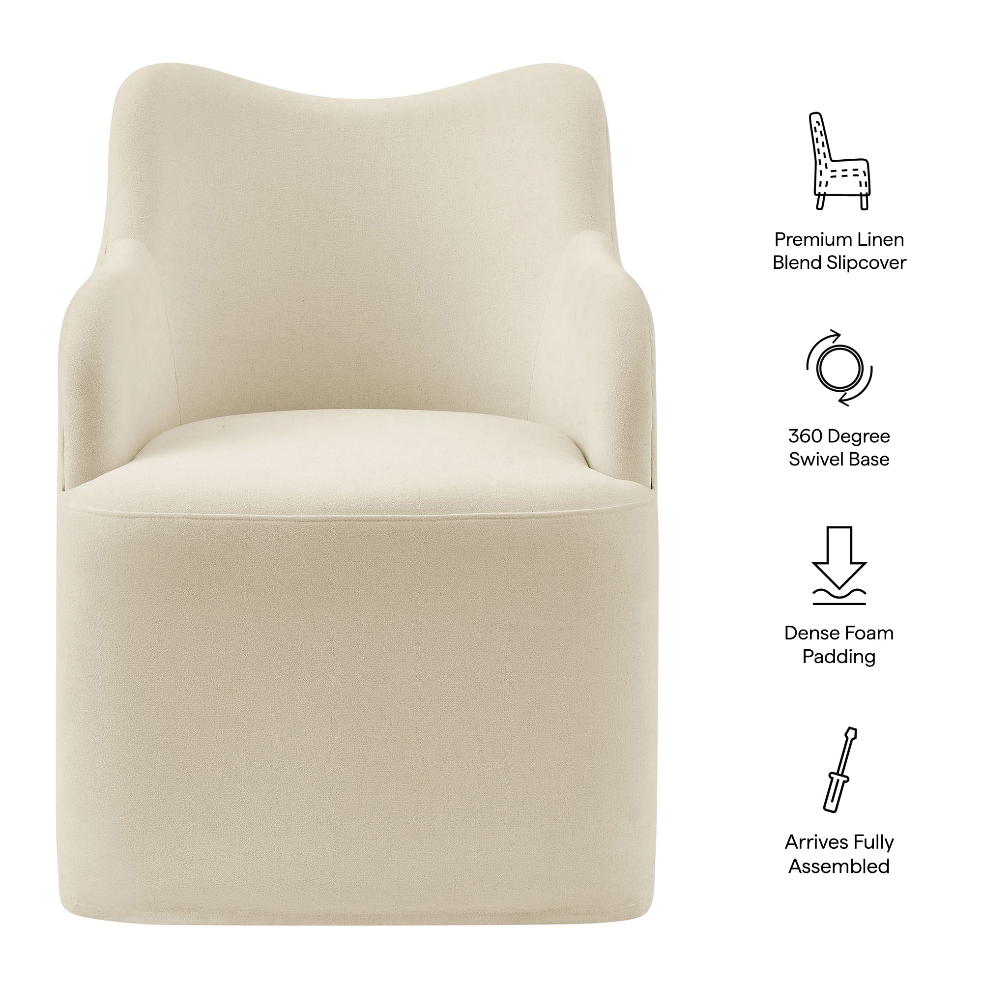 Modway Cordelle Linen Blend Swivel Dining Chair EEI-7779
