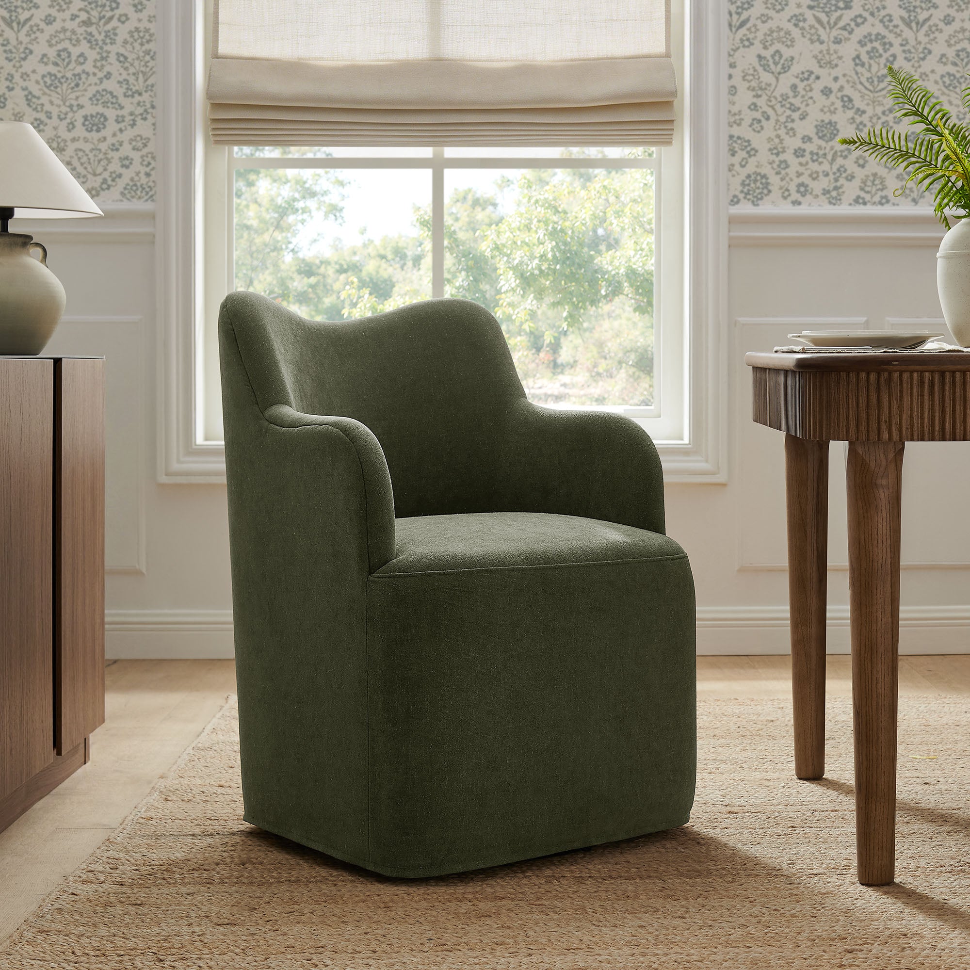 Modway Cordelle Linen Blend Swivel Dining Chair EEI-7779