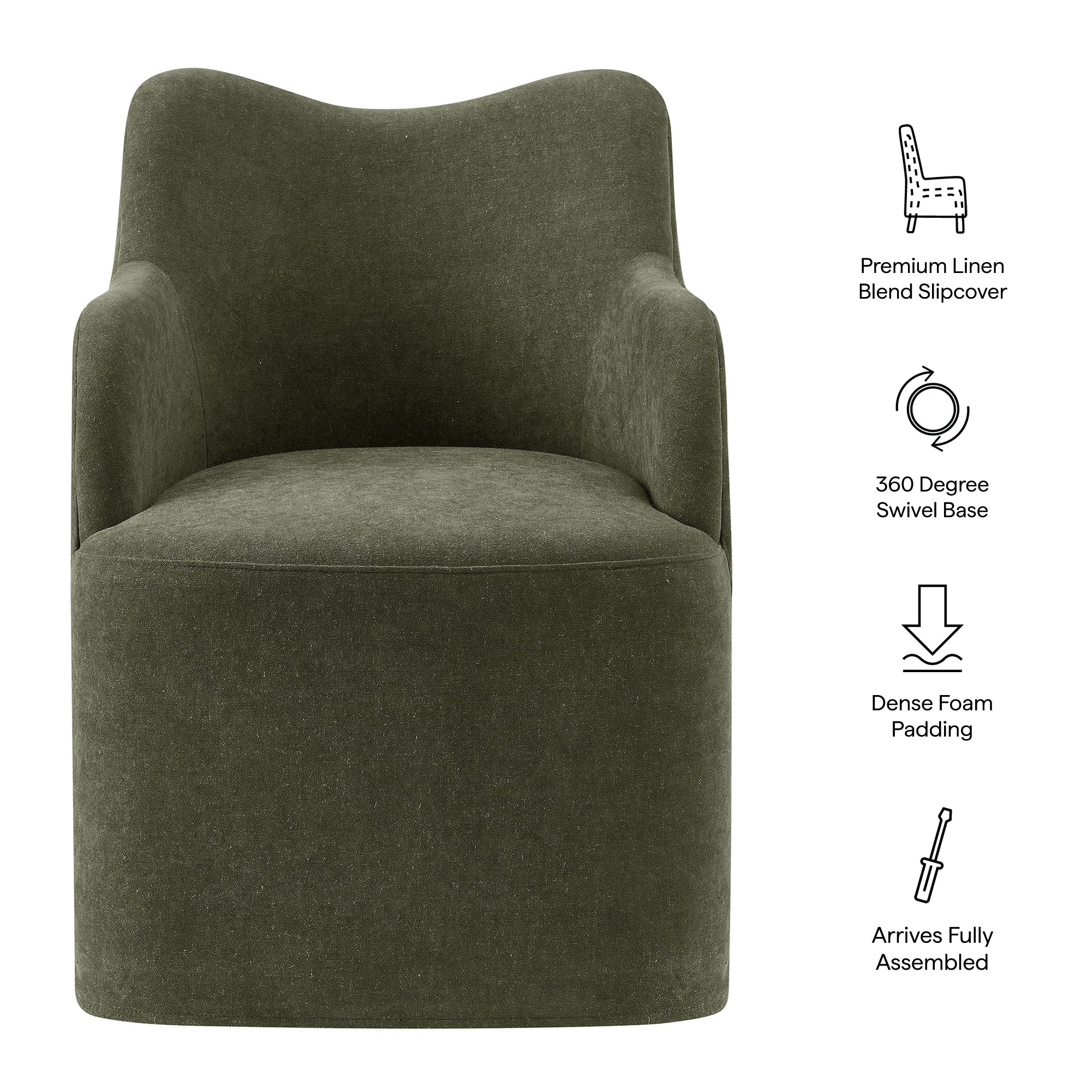 Modway Cordelle Linen Blend Swivel Dining Chair EEI-7779