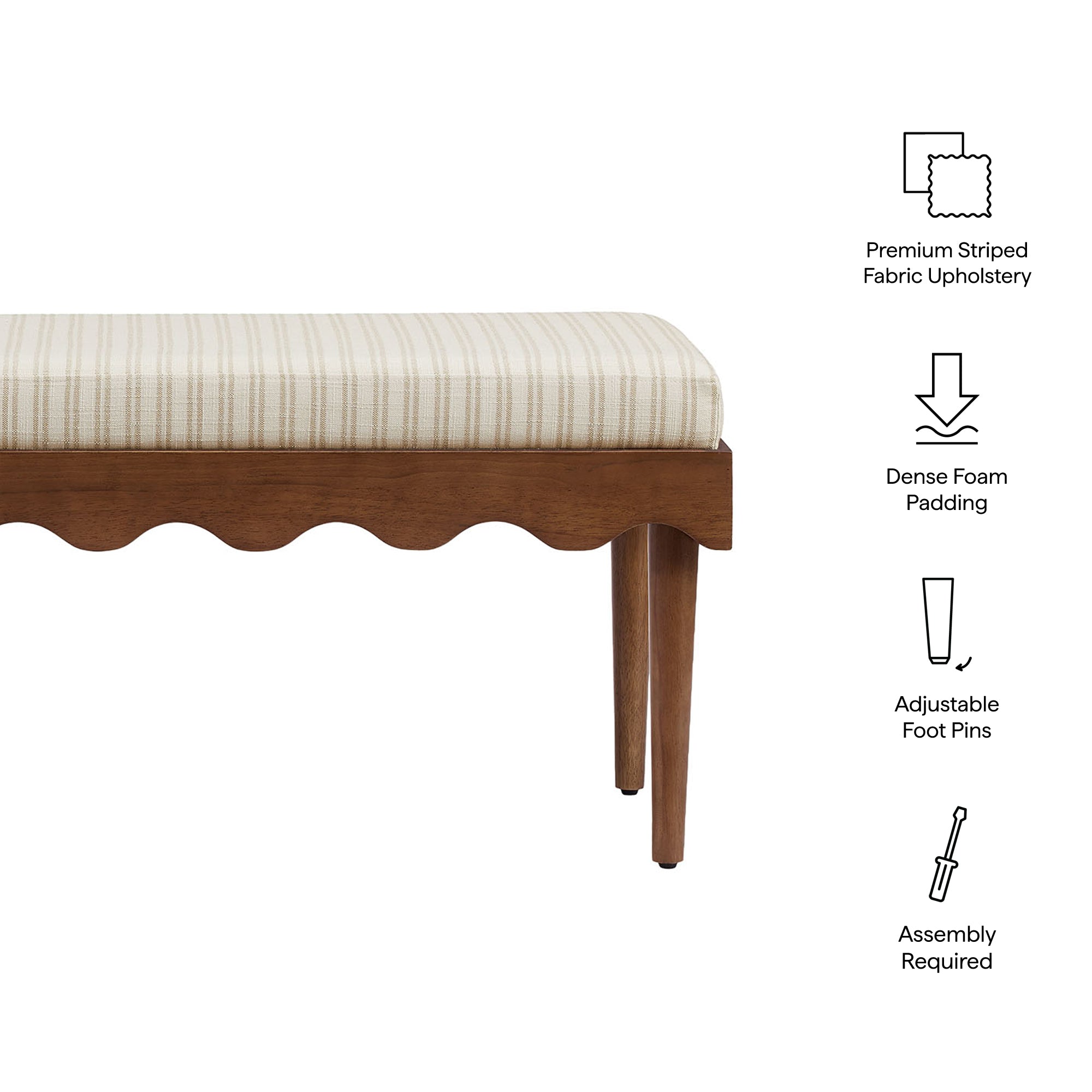 Modway Mirette Scalloped Edge Striped Accent Bench EEI-7781