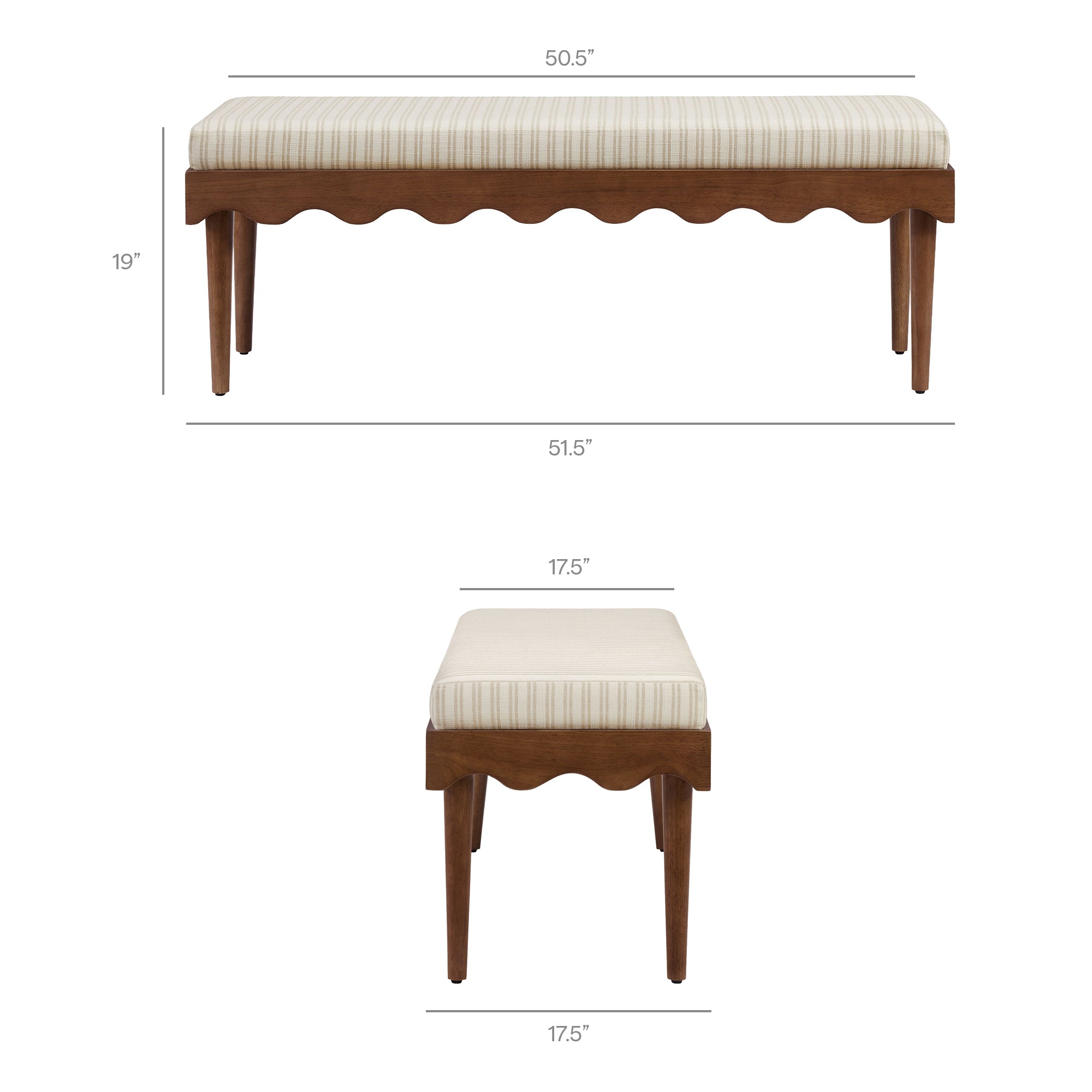 Modway Mirette Scalloped Edge Striped Accent Bench EEI-7781