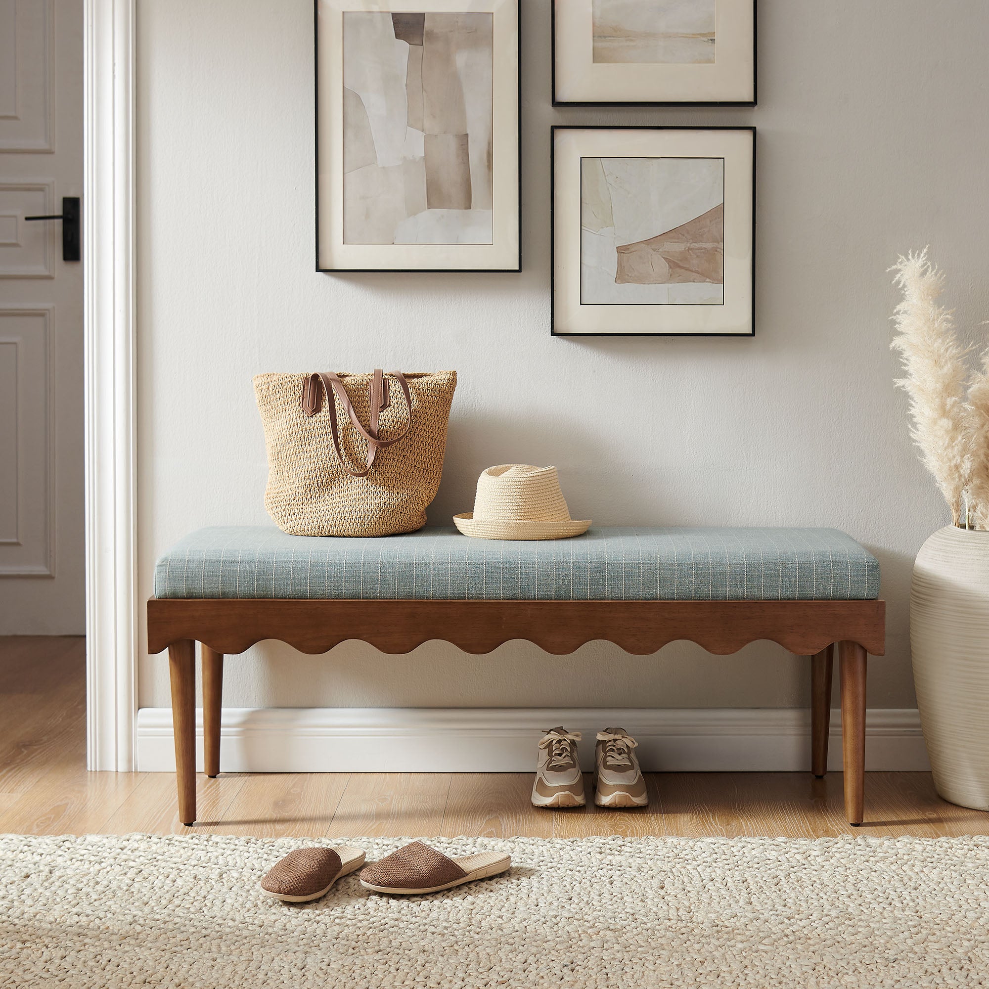 Modway Mirette Scalloped Edge Striped Accent Bench EEI-7781