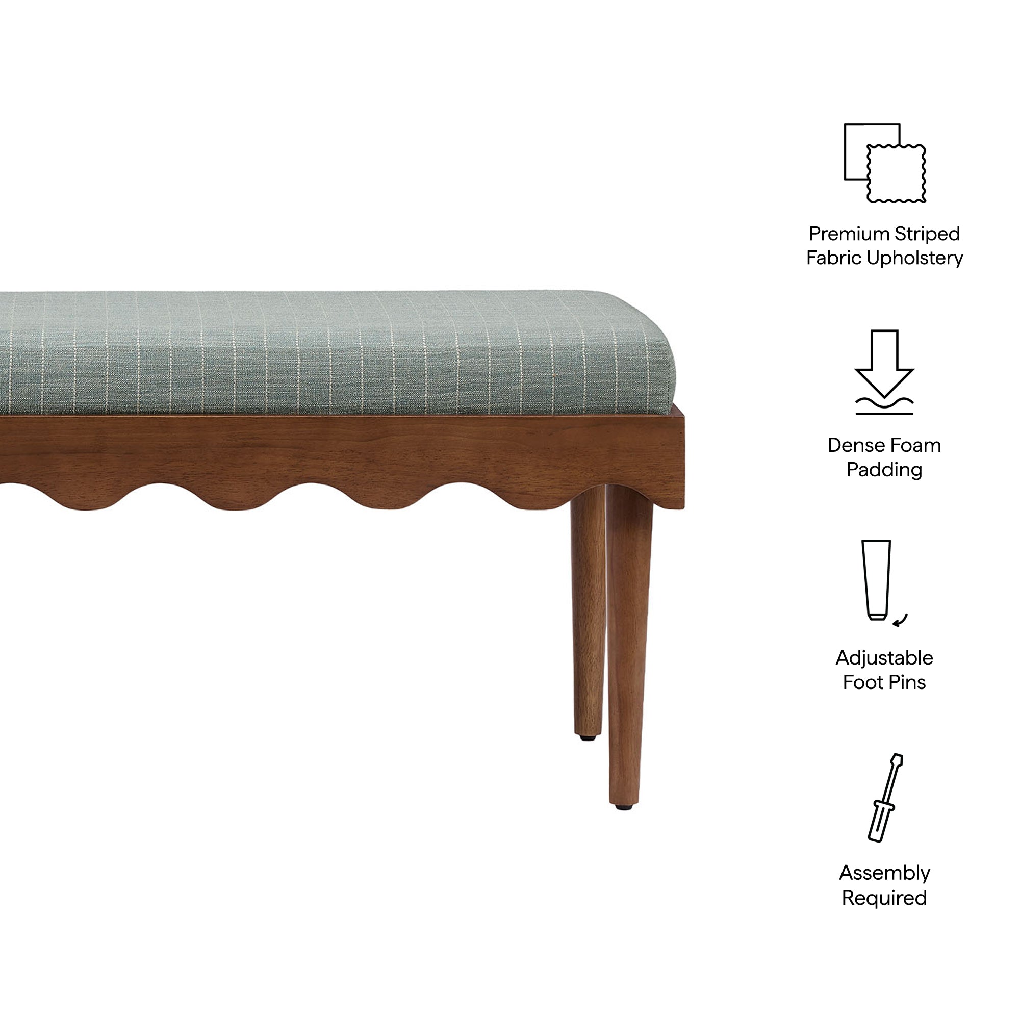 Modway Mirette Scalloped Edge Striped Accent Bench EEI-7781