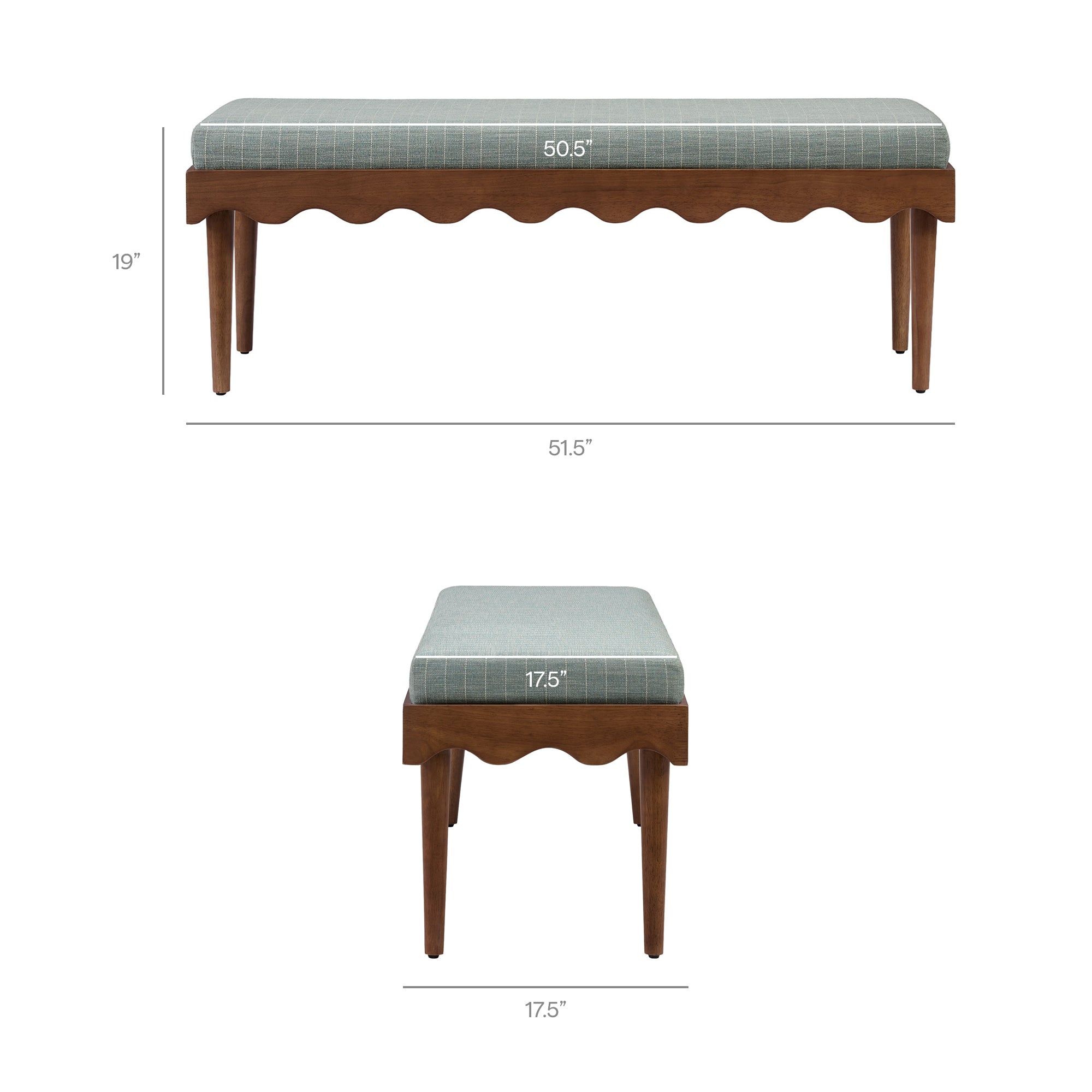 Modway Mirette Scalloped Edge Striped Accent Bench EEI-7781
