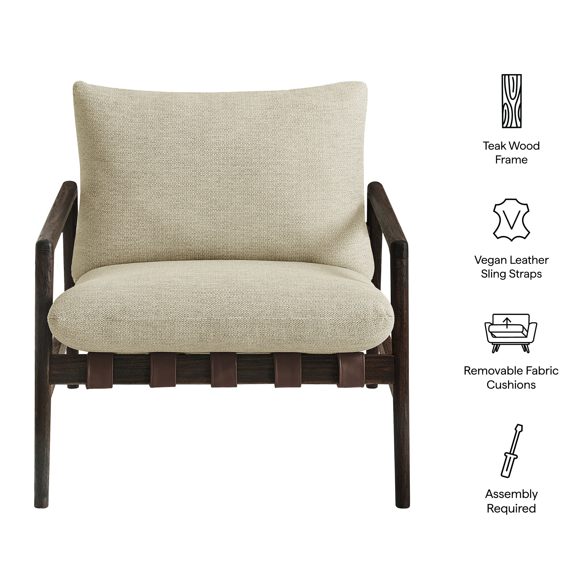 Modway Nomi Outdoor Patio Teak Wood Sling Chair EEI-7785