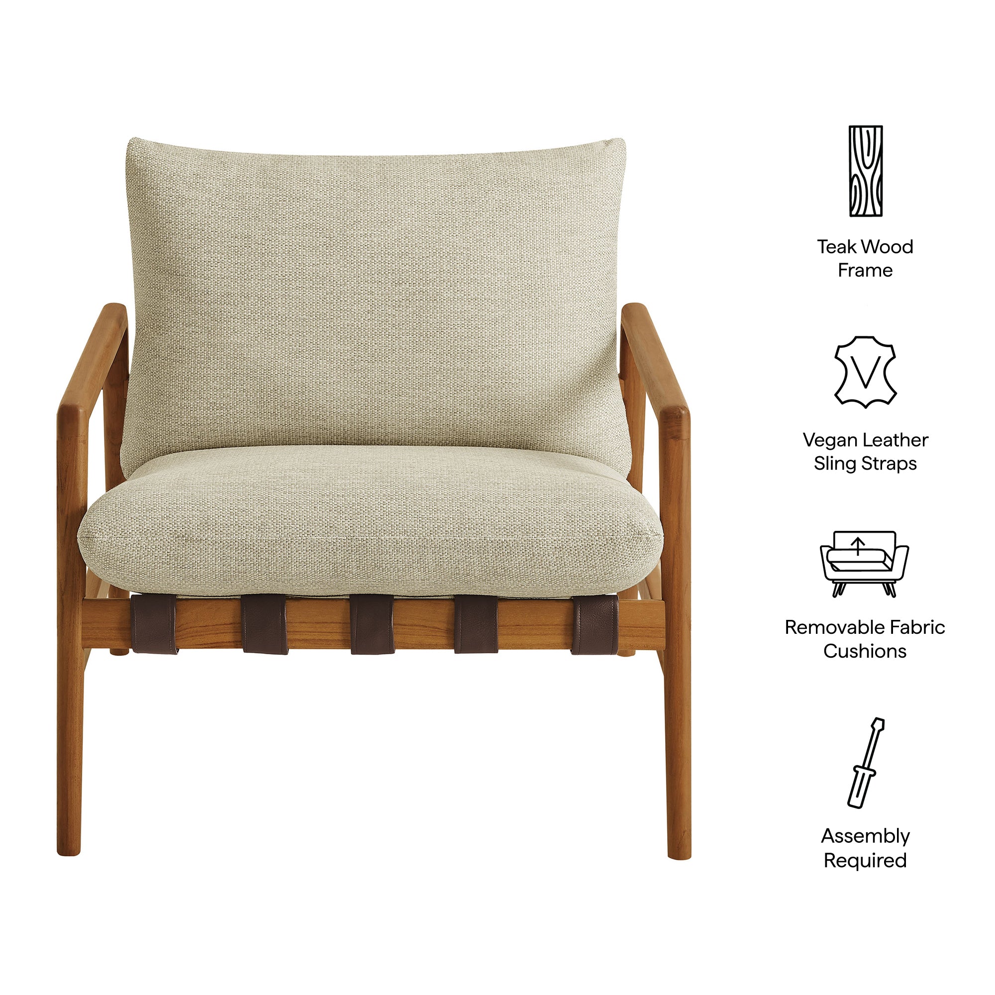 Modway Nomi Outdoor Patio Teak Wood Sling Chair EEI-7785