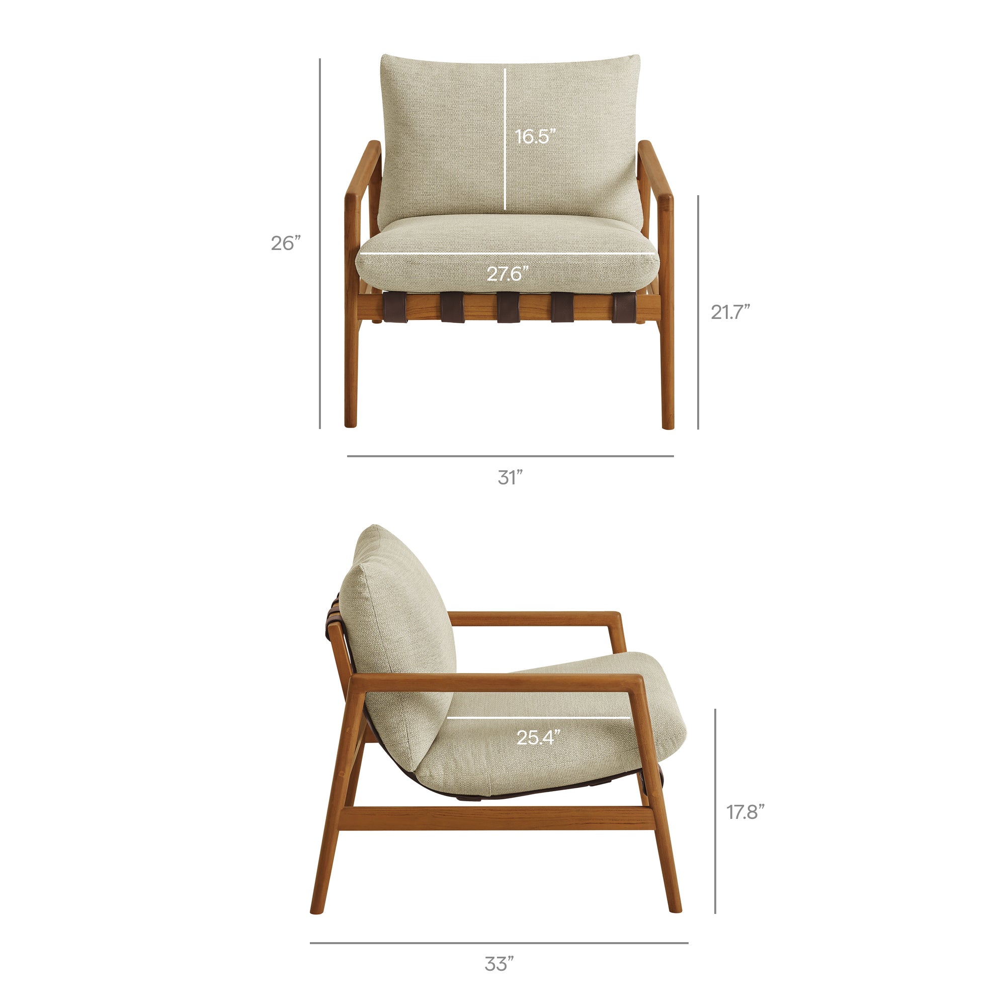 Modway Nomi Outdoor Patio Teak Wood Sling Chair EEI-7785