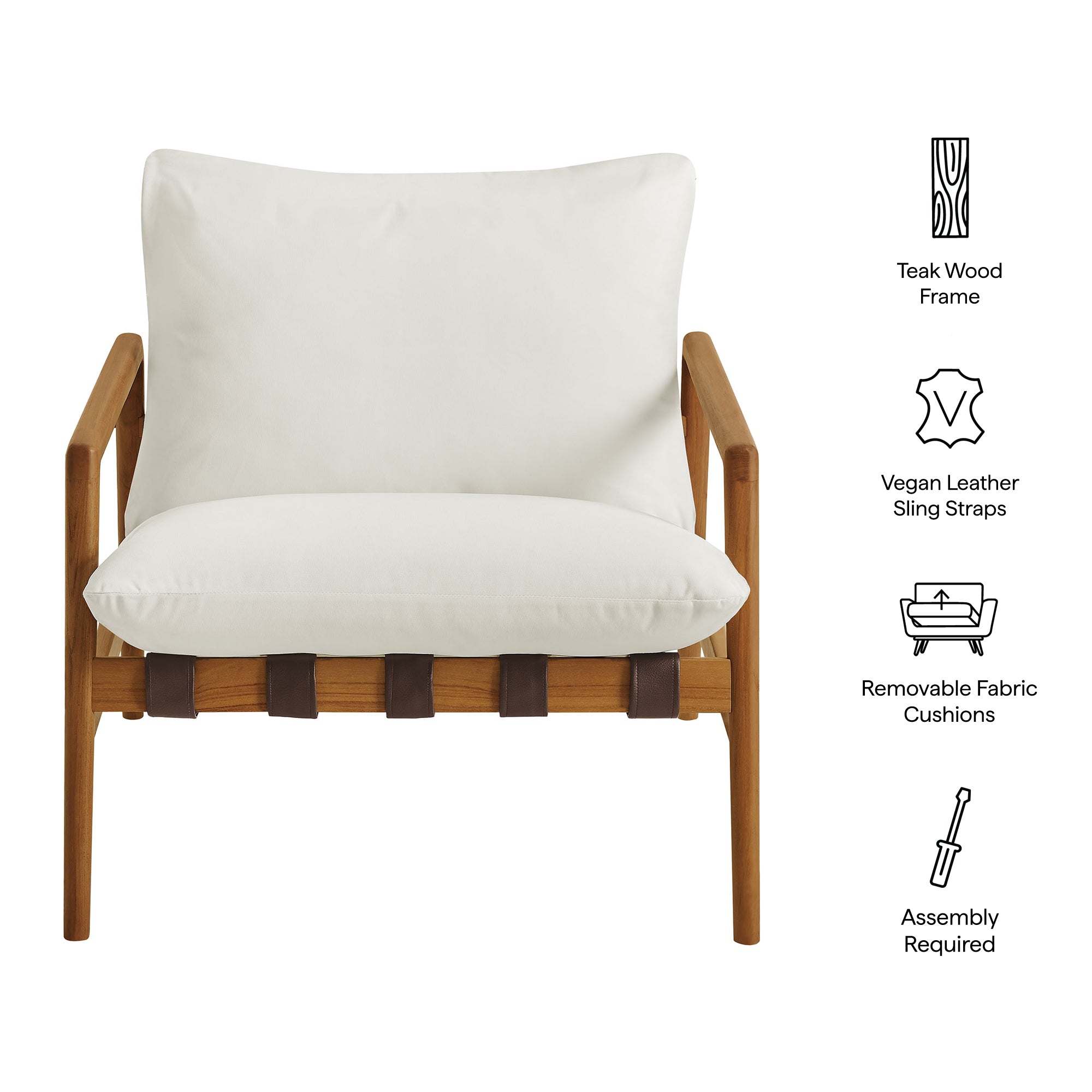 Modway Nomi Outdoor Patio Teak Wood Sling Chair EEI-7785