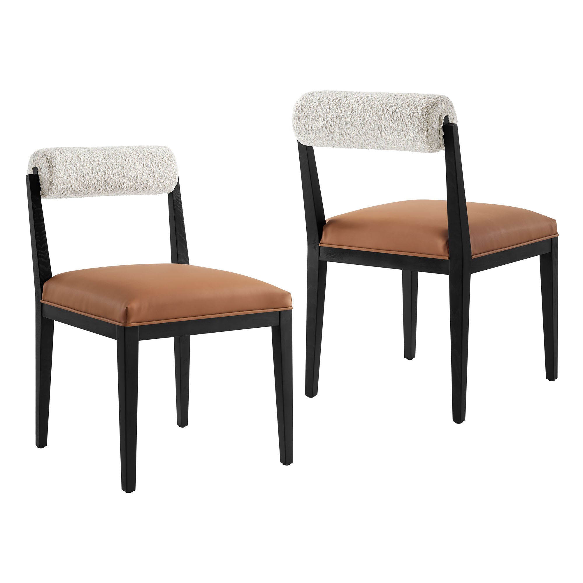 Modway EEI-7796 Kai Boucle and Vegan Leather Dining Chair Set of 2