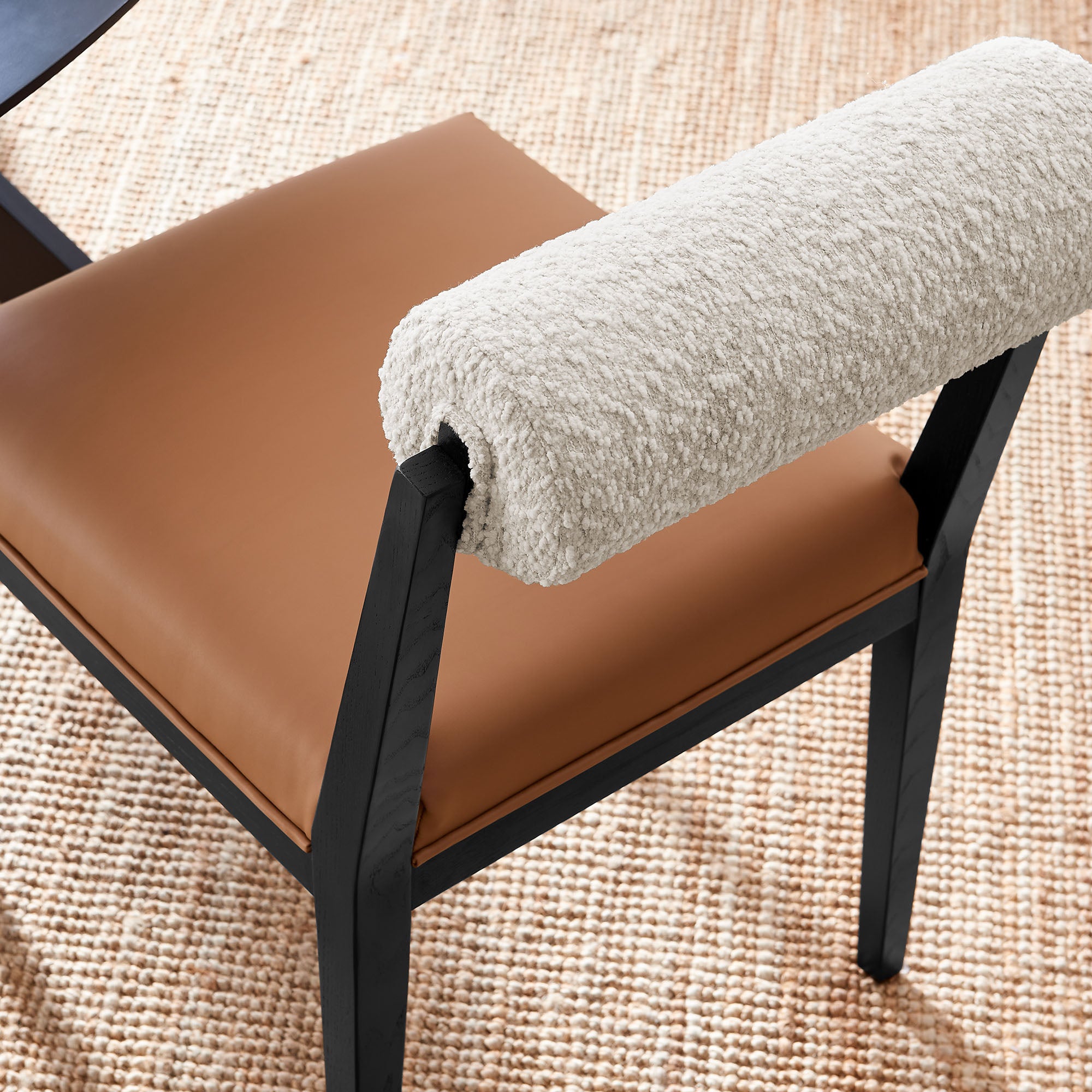Modway EEI-7796 Kai Boucle and Vegan Leather Dining Chair Set of 2