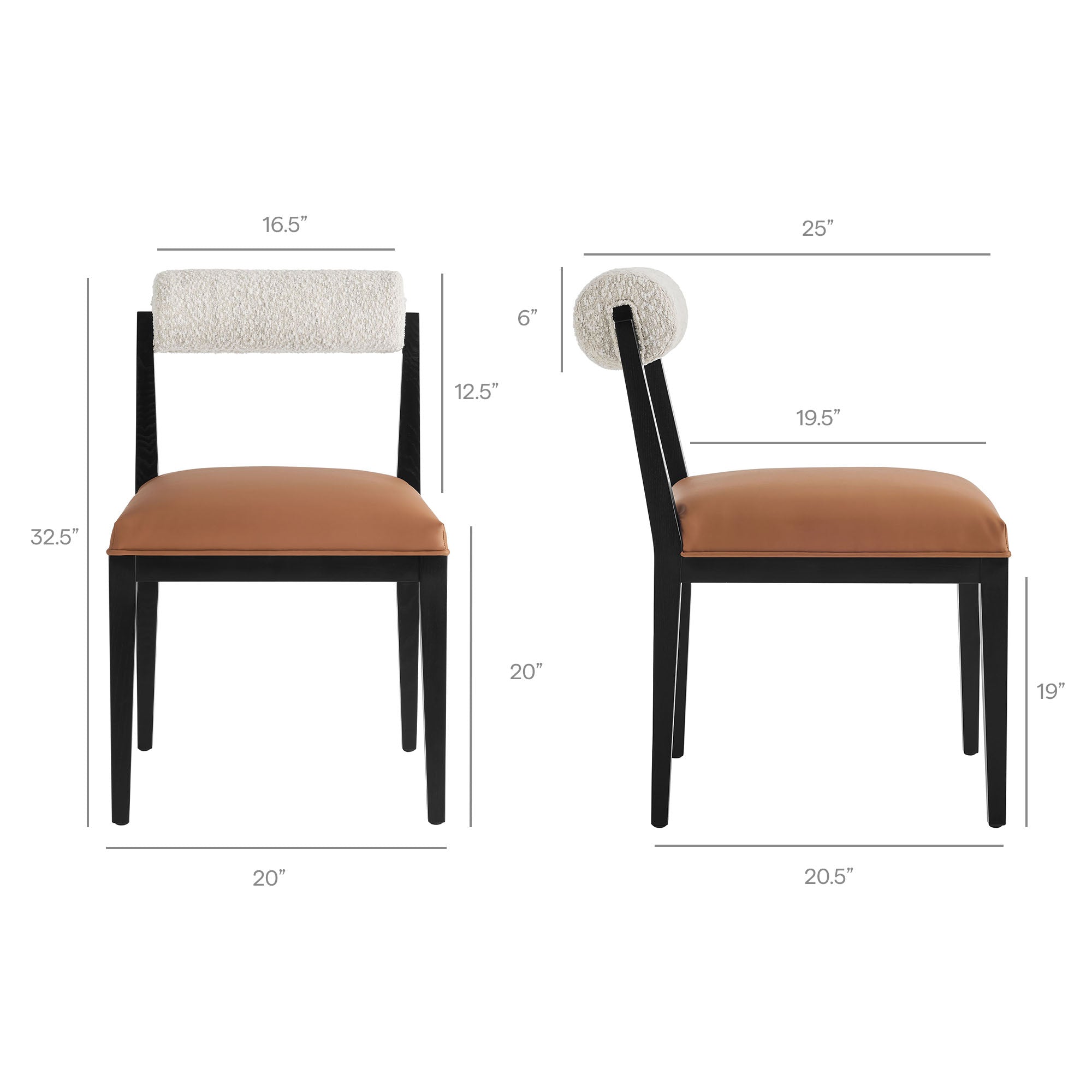 Modway EEI-7796 Kai Boucle and Vegan Leather Dining Chair Set of 2