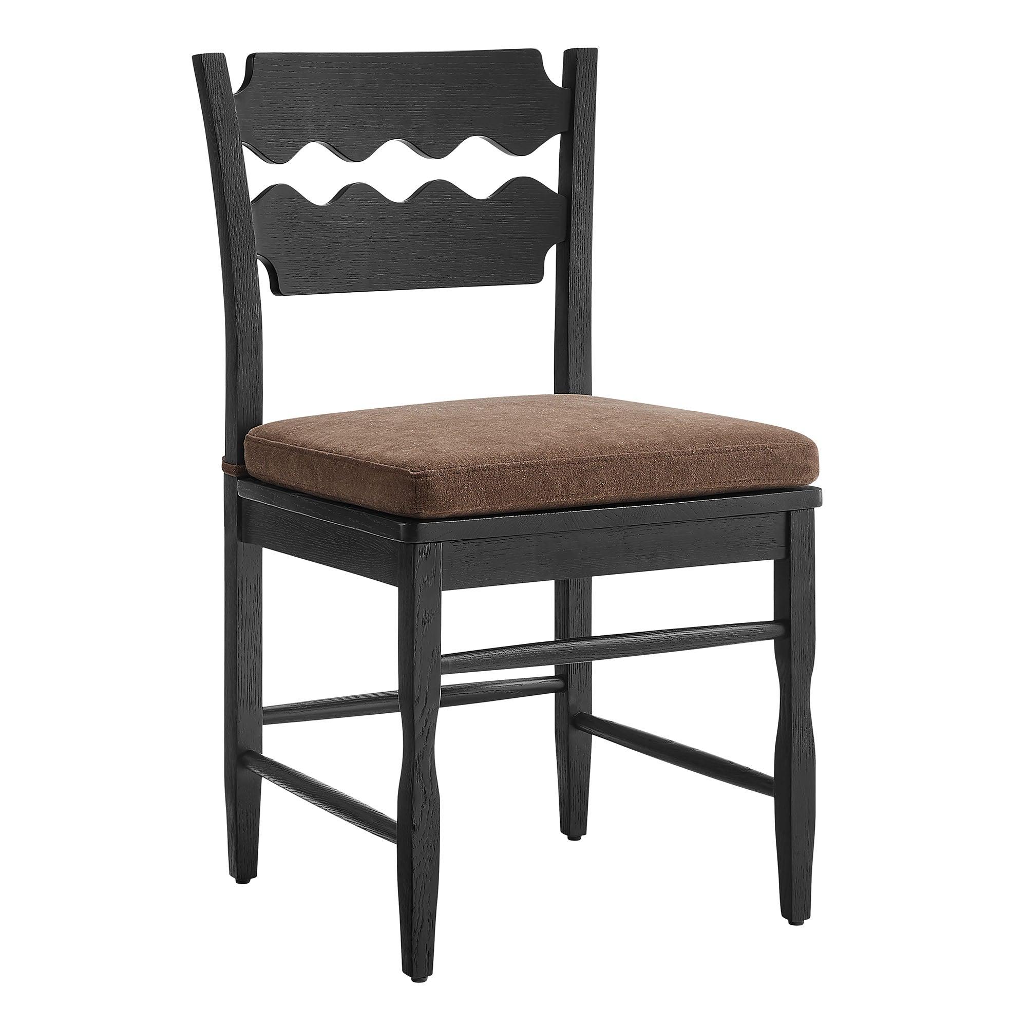 Modway EEI-7798 Jax Oak Wood Dining Chair With Wavy Razor Back and Cushion Set of 2