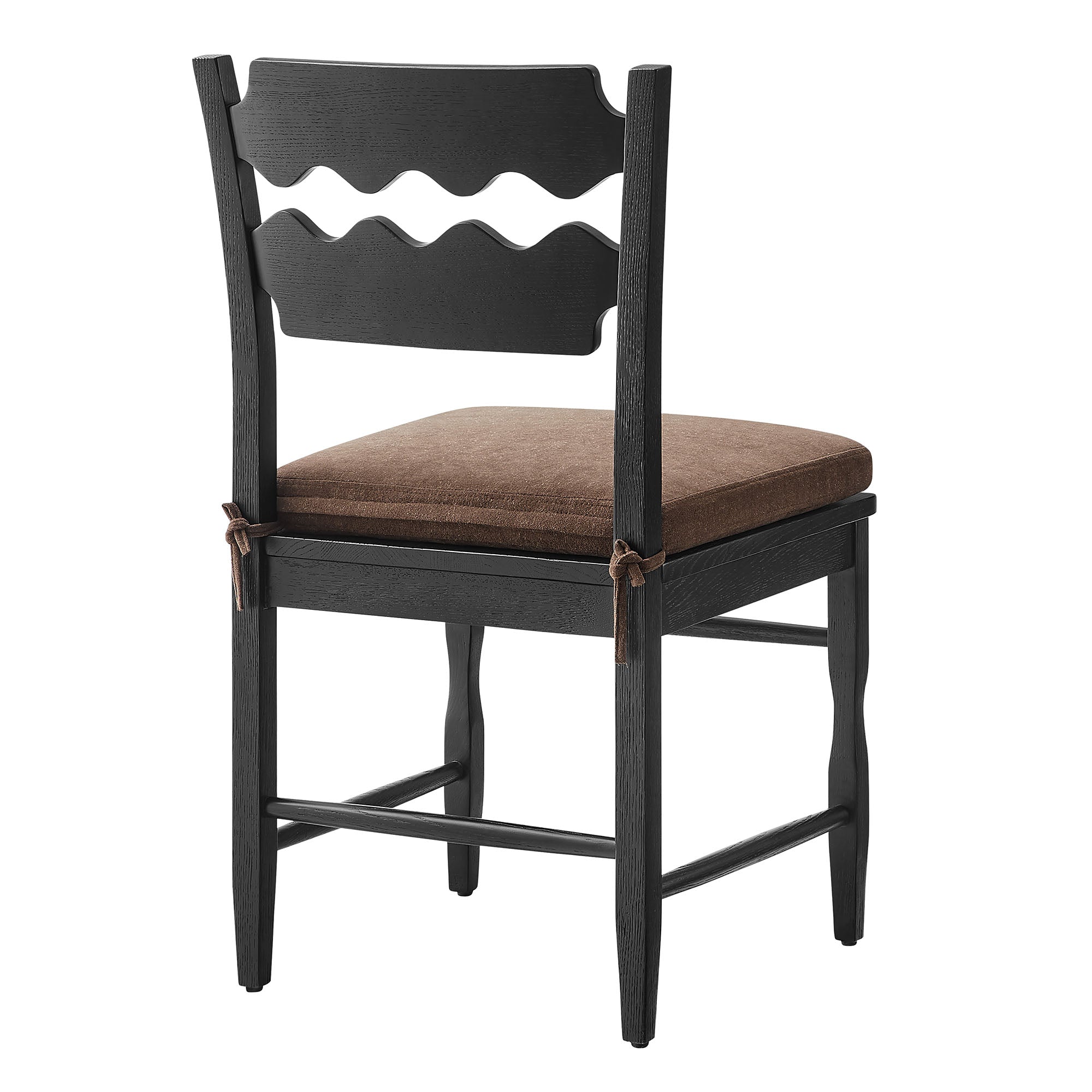 Modway EEI-7798 Jax Oak Wood Dining Chair With Wavy Razor Back and Cushion Set of 2