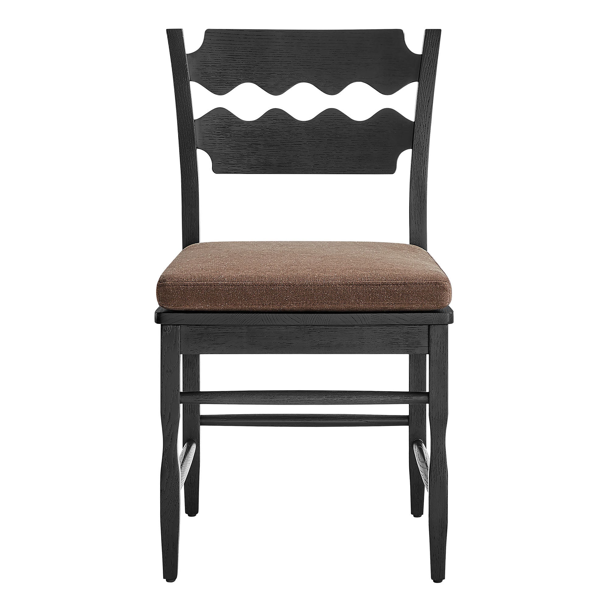 Modway EEI-7798 Jax Oak Wood Dining Chair With Wavy Razor Back and Cushion Set of 2